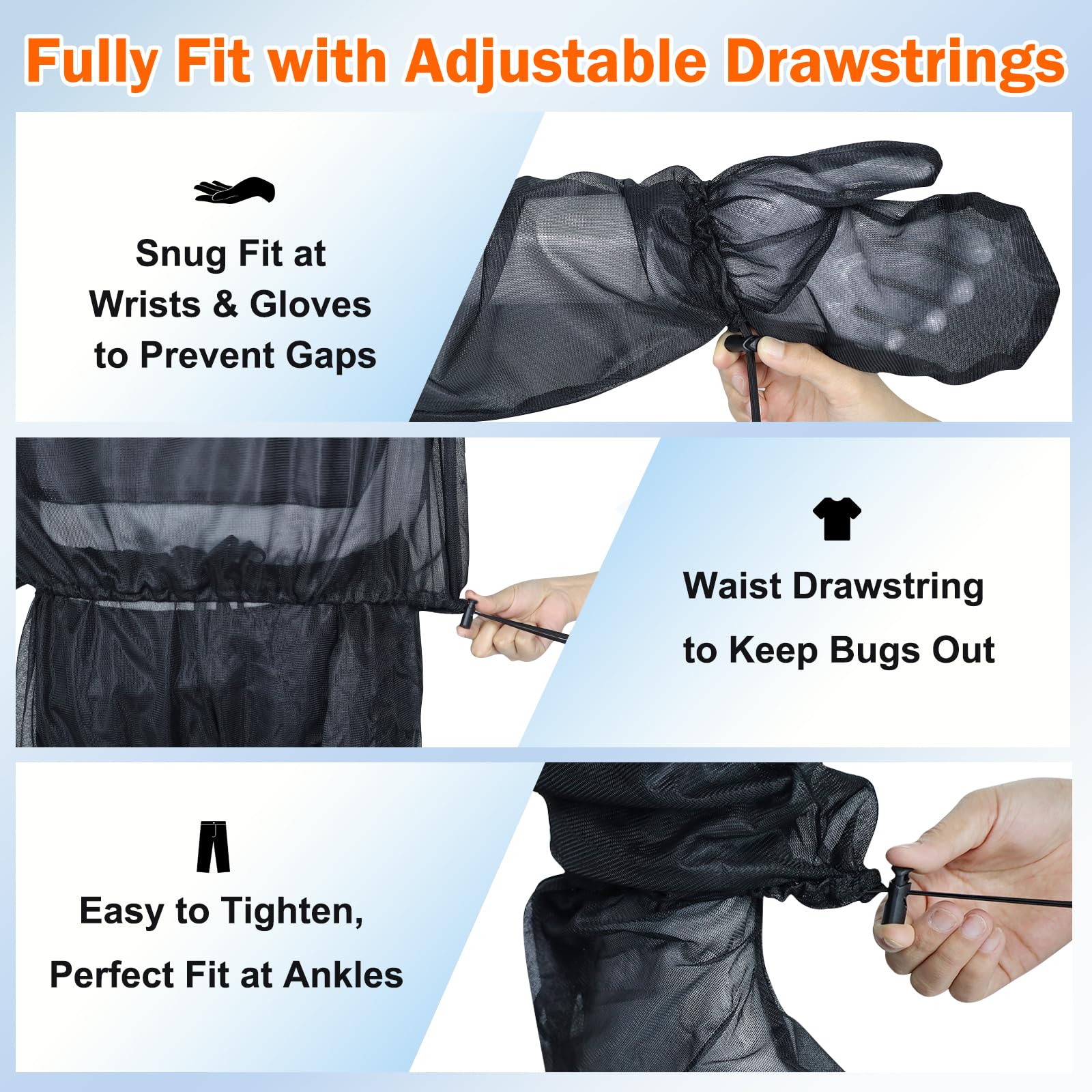 Combinaison anti-moustiques – Veste intégrale contre les insectes – Pantalon, gants et chaussettes – Protection extérieure contre les insectes pour le jardinage, la pêche, la randonnée