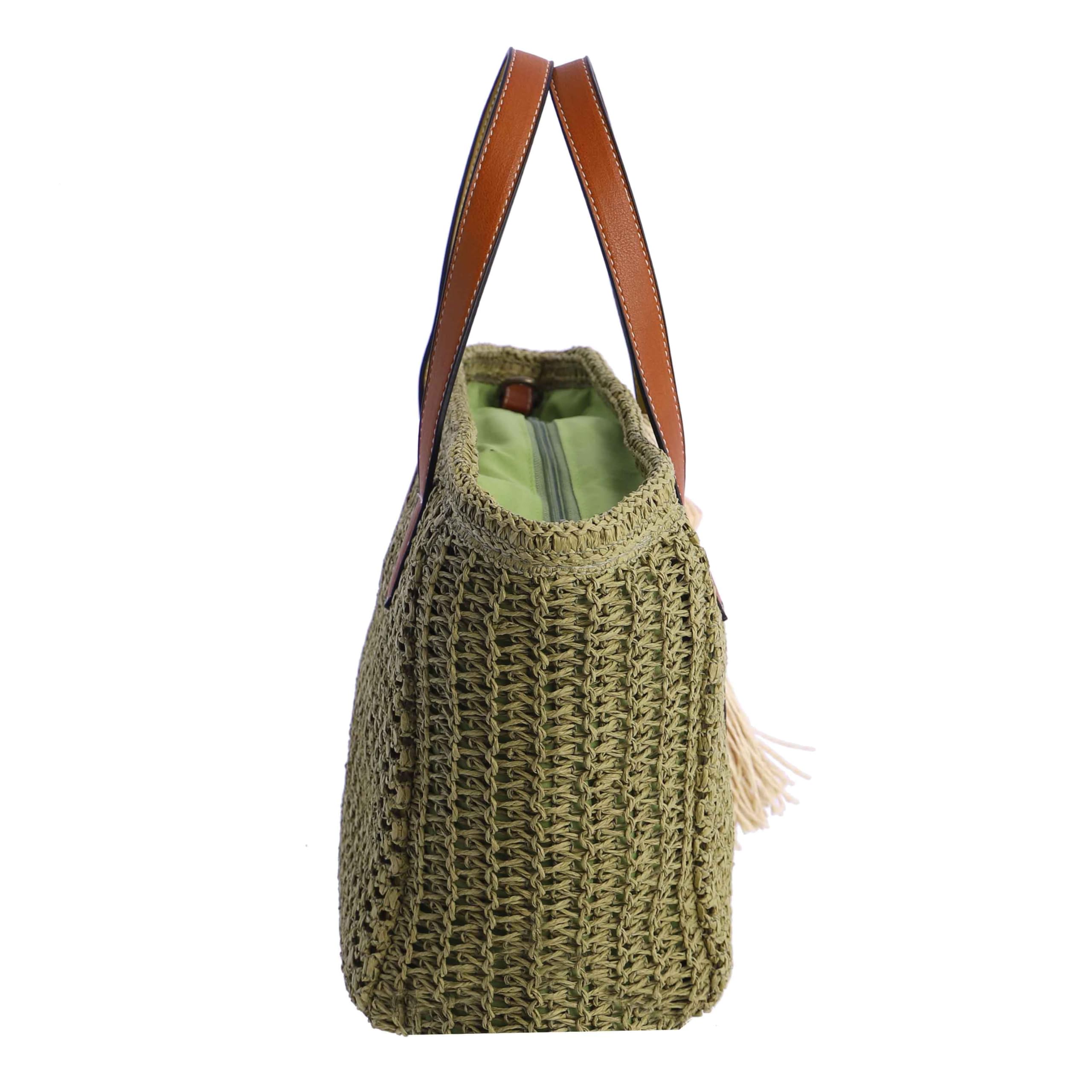AMICHI - Bolso de mano de rafia para mujer - Bolso mano playa mujer - Bolsa playa para mujer, Aruba