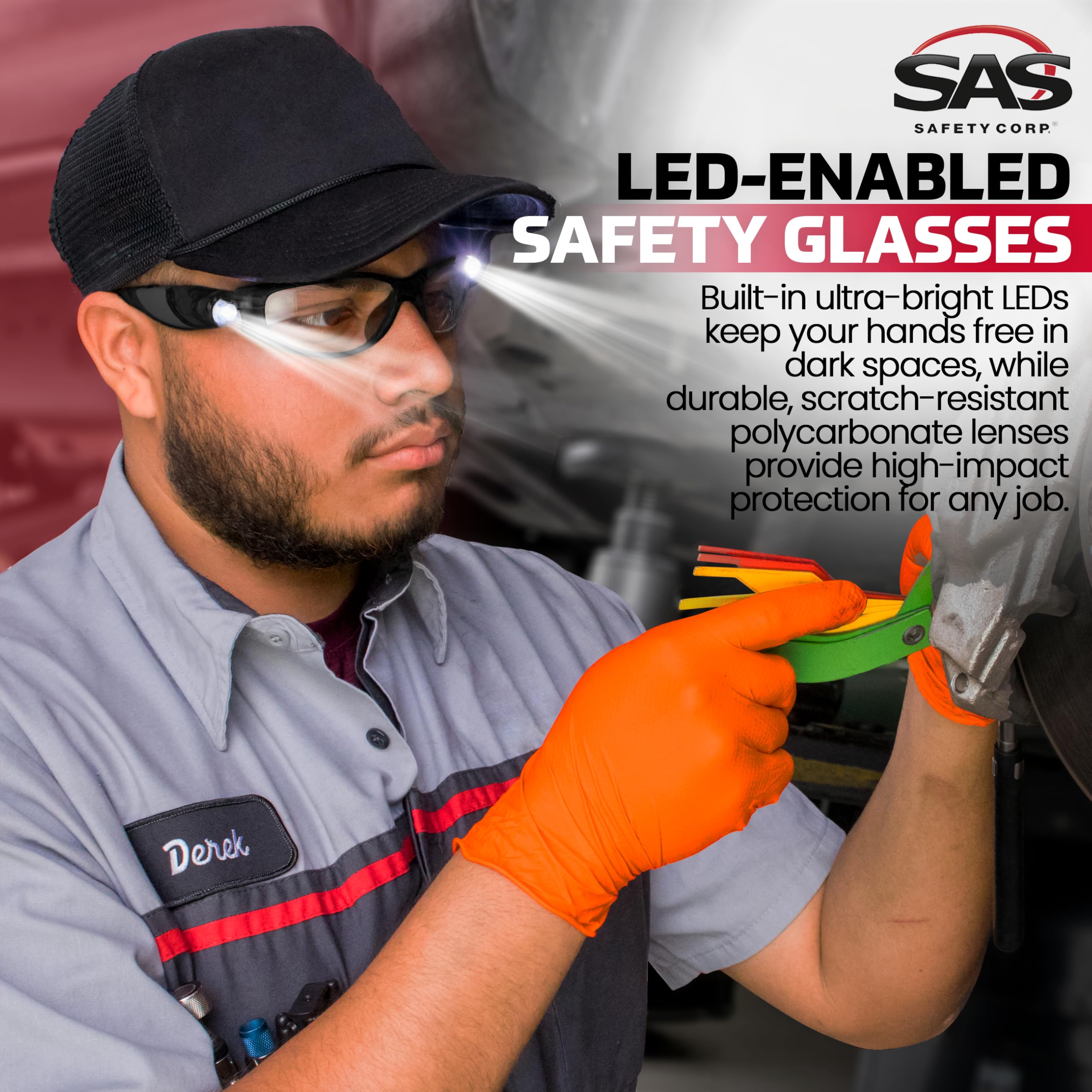 SAS Safety 5420-50 LED Inspectors Safety Glasses