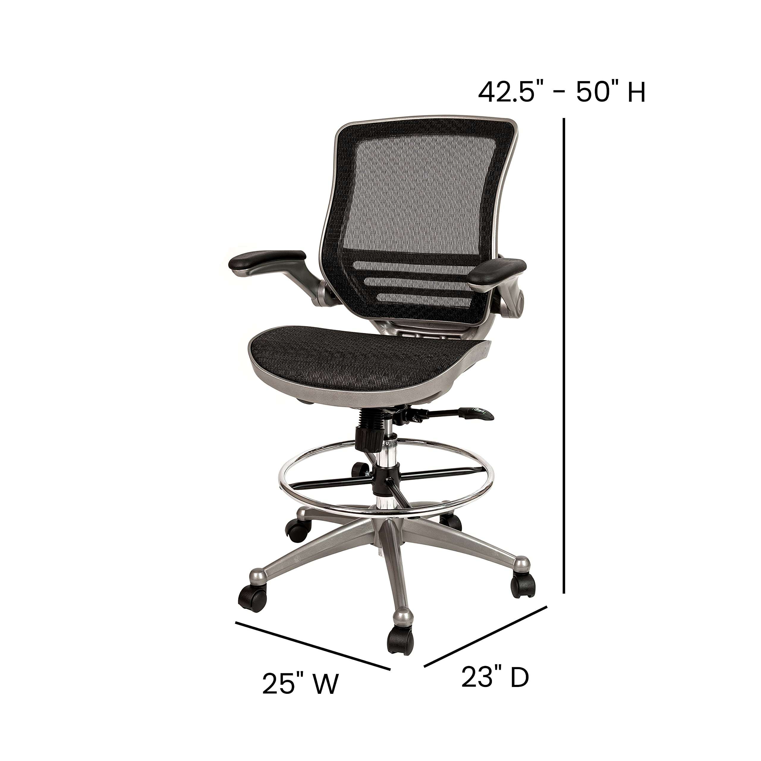 Flash Furniture Bürostuhl Mit Hoher Rückenlehne – Verstellbarer Fußring & Armlehnen, 250 Lbs Belastung
