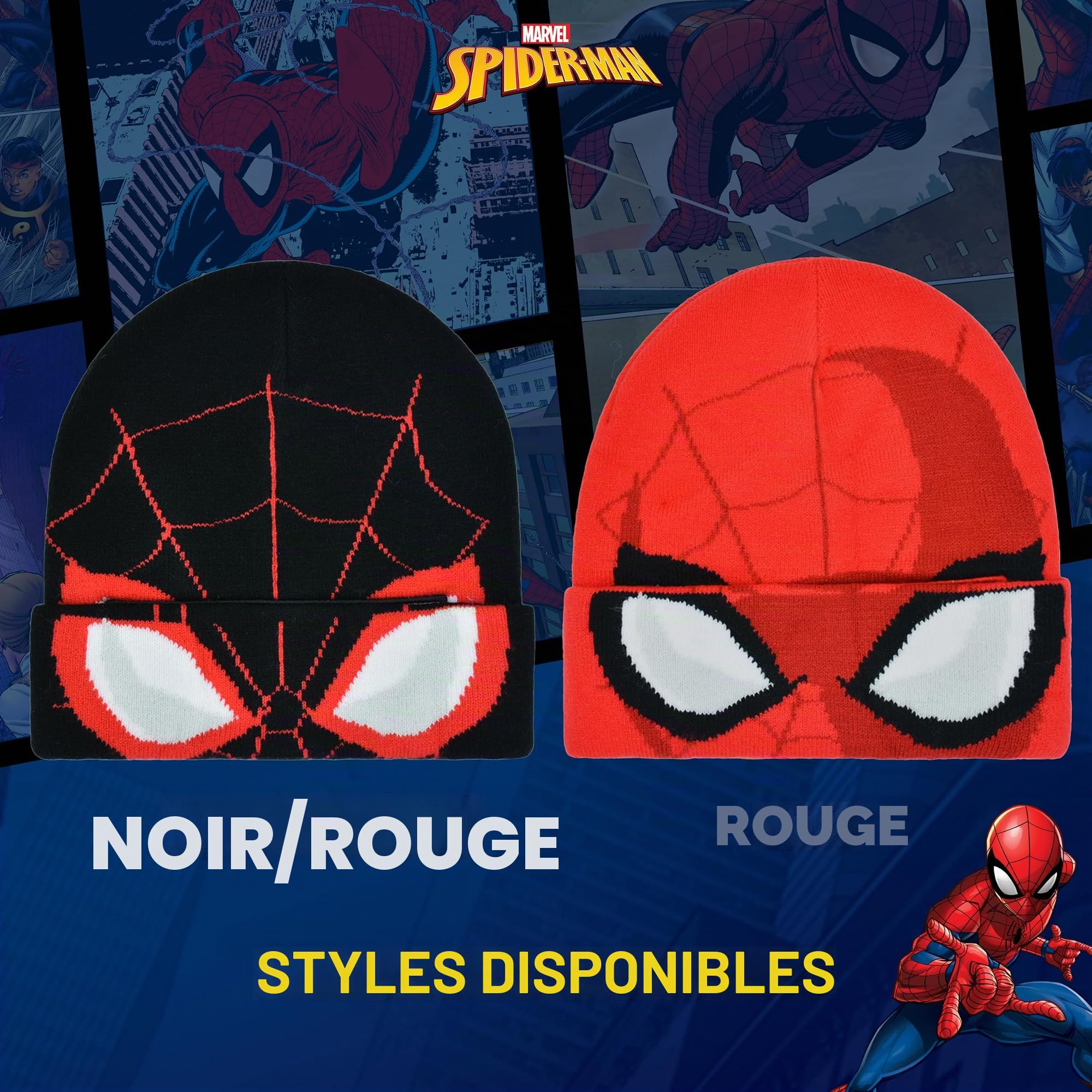 Concept One Marvel Spider-Man Miles Morales Bonnet d'hiver Tricoté À Revers - Bonnet - Mixte