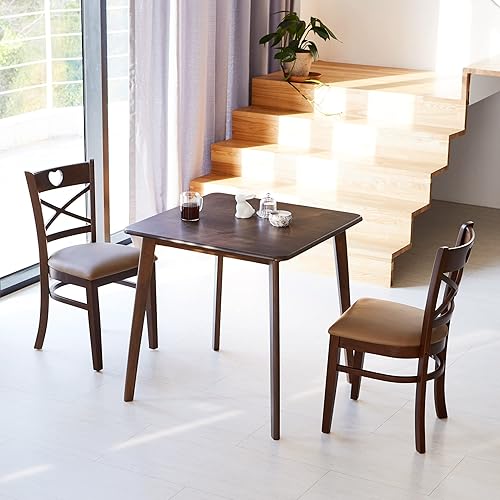 Miniatura 7 de Livinia Canberra - Mesa de comedor cuadrada de madera de 27.6 pulgadas, mesa de cocina moderna de roble malayo de mediados de siglo (nogal)