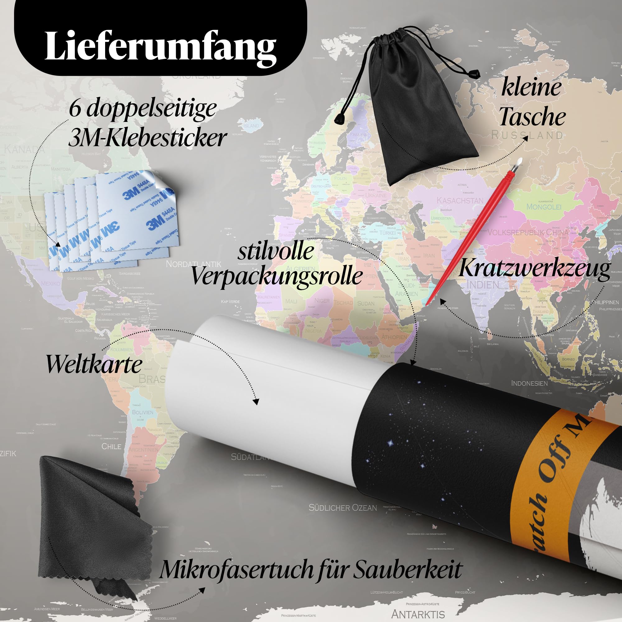 Amazy Wereldkaart om te krabben XXL incl. kraschip gratis pakket ( - grote kras-landkaart als een mooie herinnering aan vorige reizen | Made in Germany (blauw | 84 x 59 cm