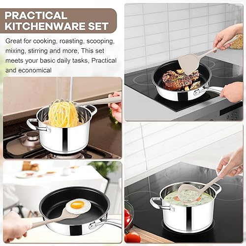 Miniatura 4 de TeamFar 8 utensilios de cocina de silicona Juego de utensilios de cocina de silicona resistentes al calor de 446 F, espátula, cuchara, batidor,