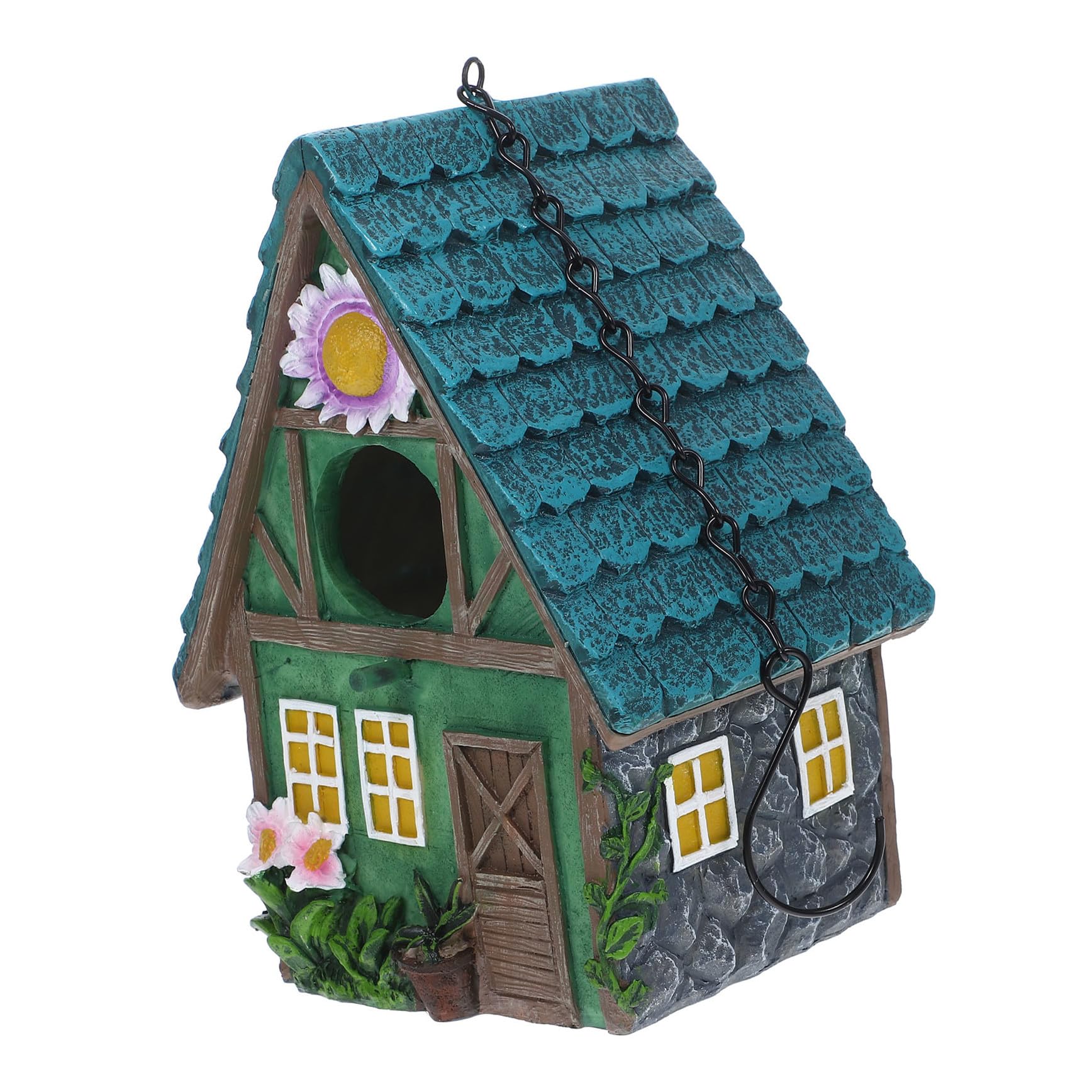 VILLCASE Nido de Pájaro Colgante de Resina Estilo Rústico, Lugar Cálido y Protegido para Aves, Fácil de Colgar, Decoración para Jardín Exterior y Patio