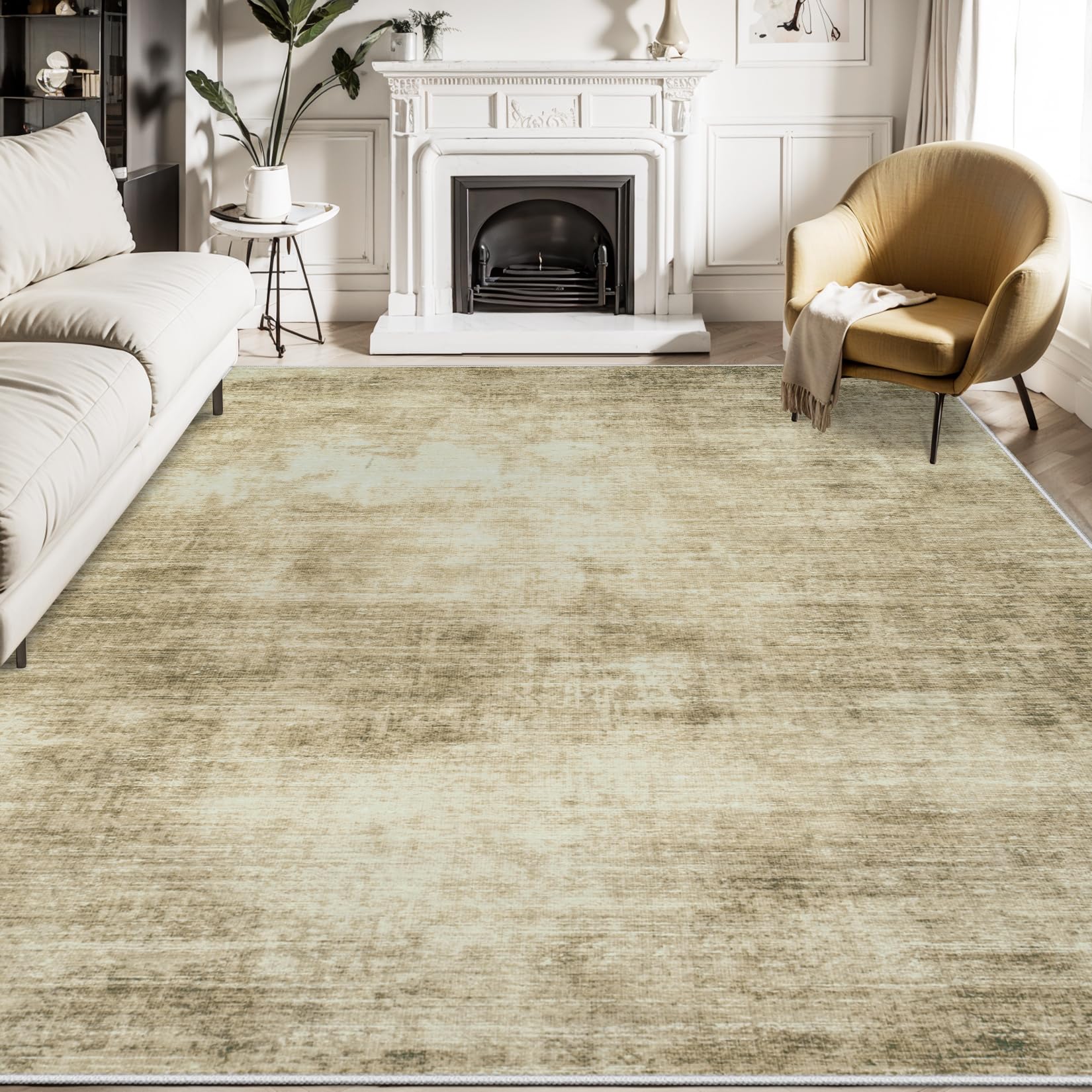 Area Rugs 8x10 Washable Rugs: Large Abstract Living Room Rugs Soft Non-Shedding Anti-Skid Thin Carpet Indoor Modern Rugs for Bedroom Dining Room Under Table Nursery Home Office (Beige Brown)