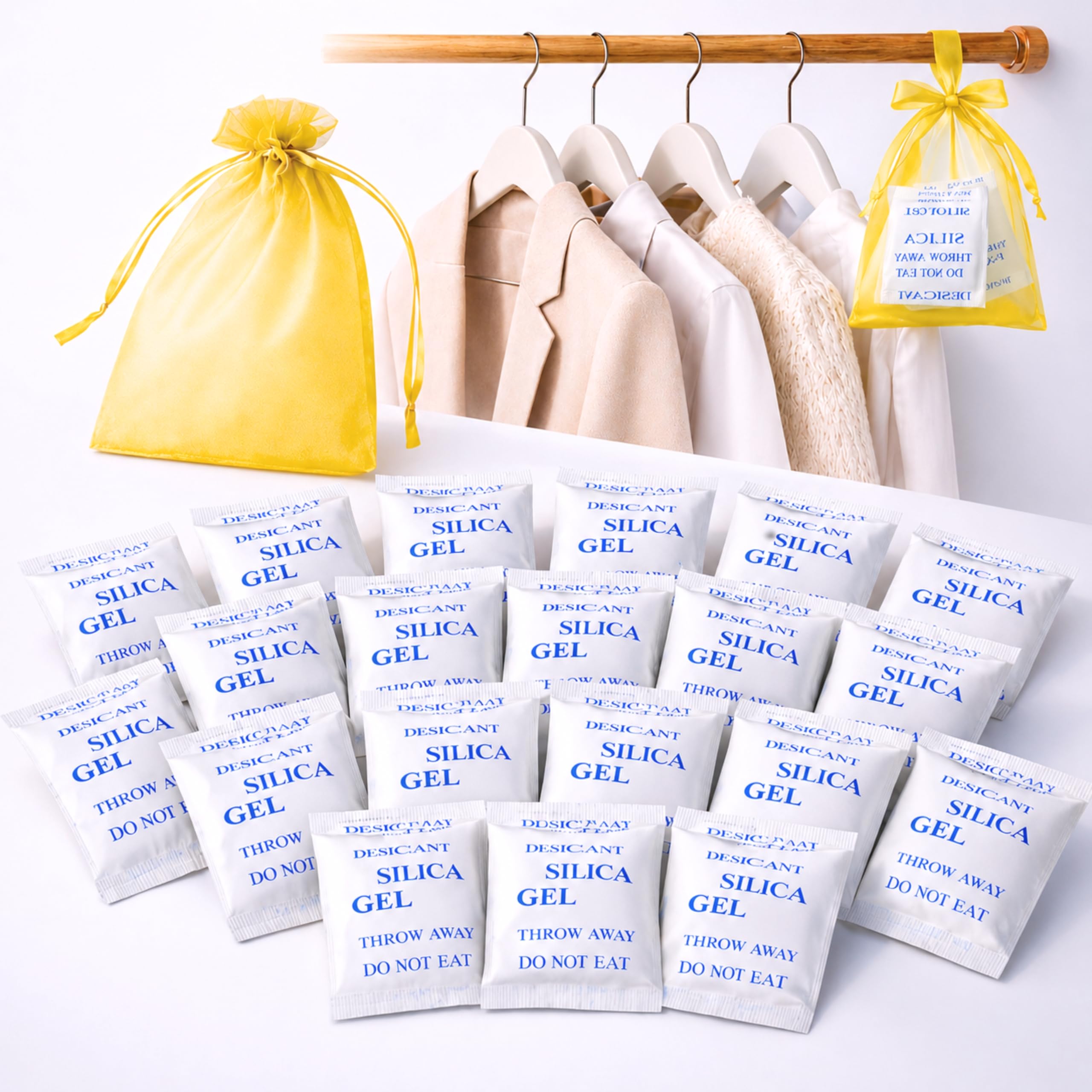 35 PCS Bolsas Desecantes Antihumedad – Activated Clay – Bolsas de Gel de Sílice/silica – Bolsitas Deshumificadoras absorbentes para Armarios y Cajones – Absorbe humedad de Armario