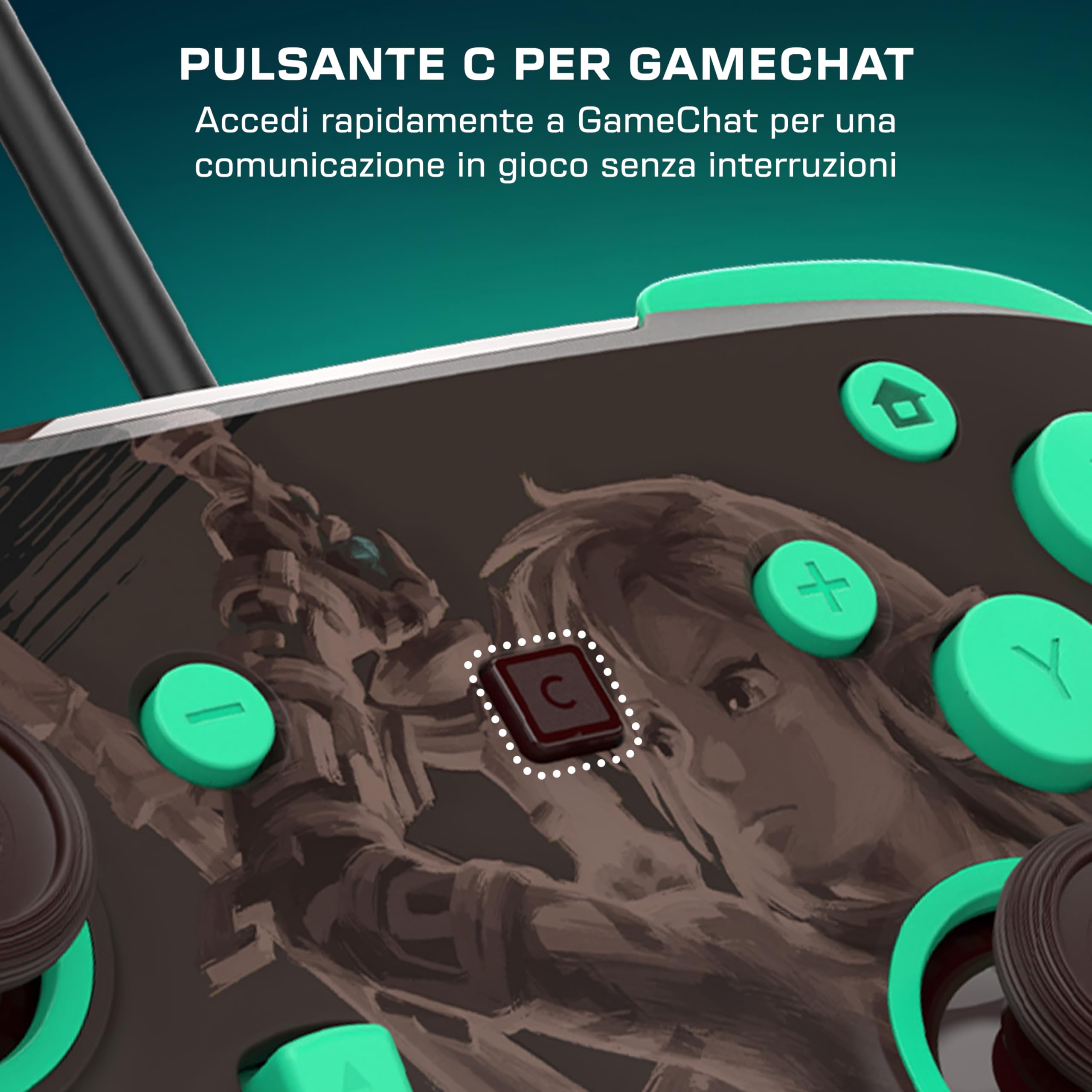 Turtle Beach Rematch Legend of Zelda Controller da gaming cablato con licenza ufficiale per Nintendo Switch 2