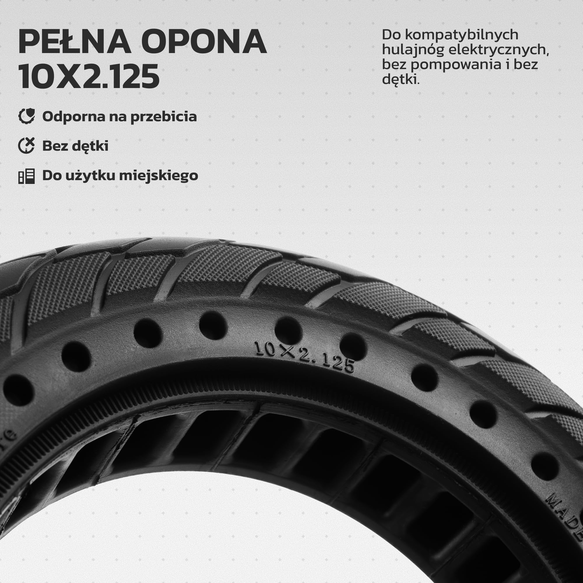 MOOVMOOV 10x2.125 Opony solidne - dla hulajnóg elektrycznych takich jak Pure Air Pro/LR, SoFlow S06, Vivobike S2 & S3 Max, inne - Opony odporne na przebicie 10x2.125 cali