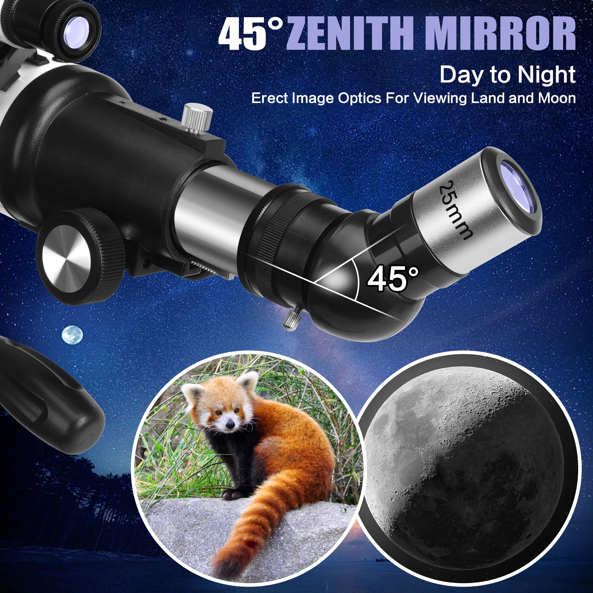 MEEZAA Teleskop, Teleskop Astronomie Erwachsene Profi, 70mm Blende 700mm Refraktor Teleskope für Einsteiger und Anfänger, Tragbare Reiseteleskope mit Edelstahl-Stativ, Handyhalterung und Tragetasche
