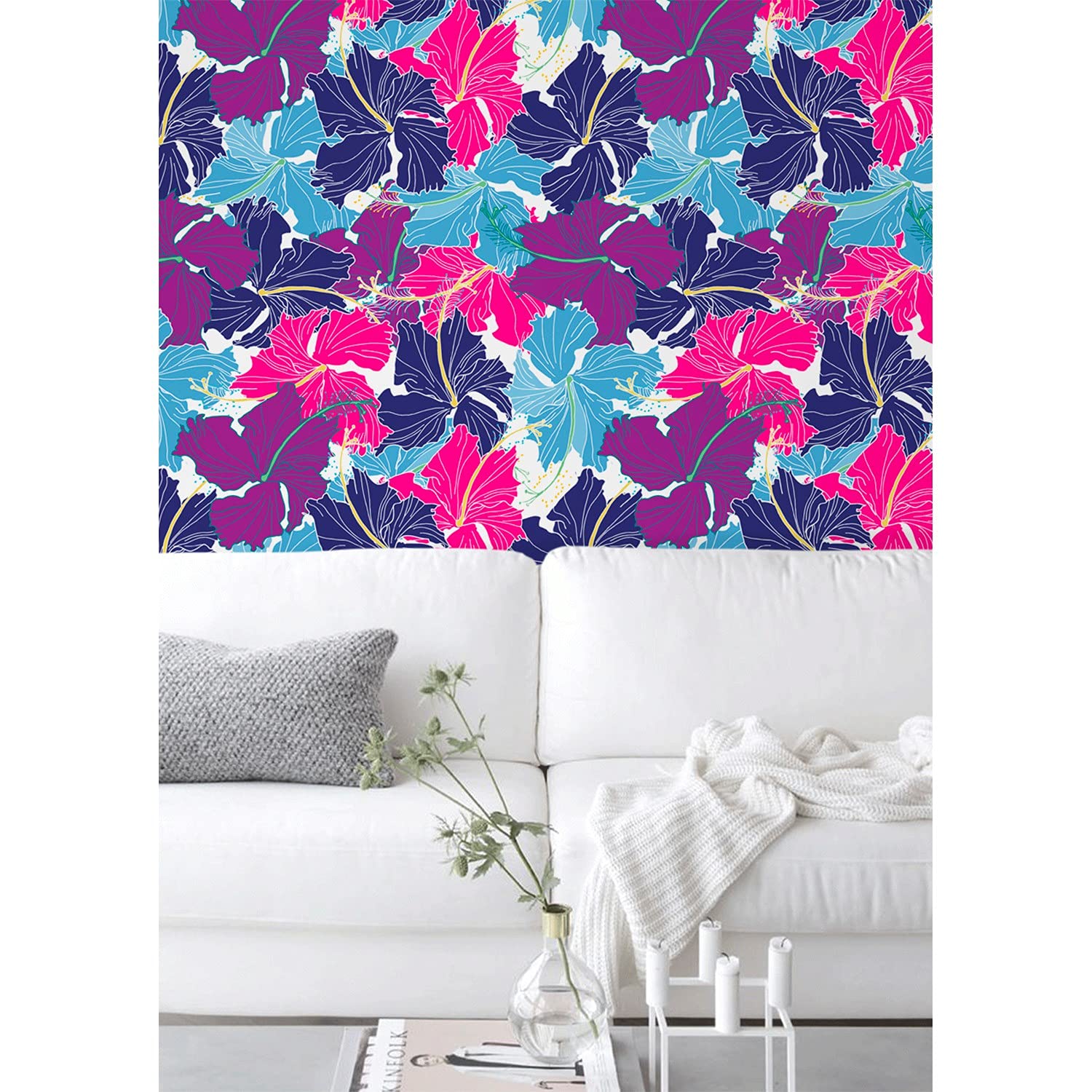 Fotomurale adhesivo decorativo de hibisco para renovar el salón de casa