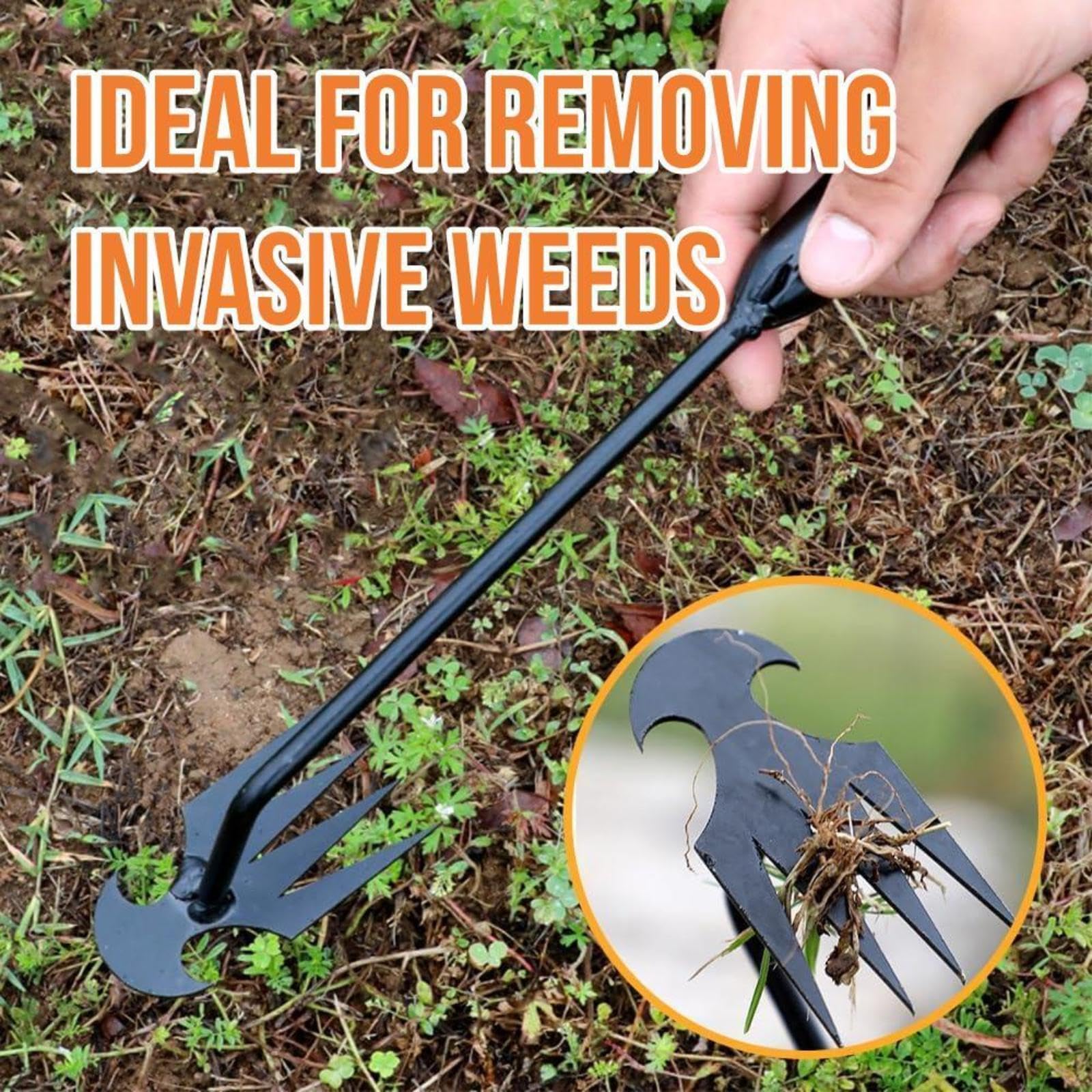 MOTEERLLU Weeding Artefakt Entwurzelung Unkrautwerkzeug Gartenarbeit, 4-Klaue Manganstahl Unkrautabzieher Garten Hand Jäter Werkzeuge, Unkrautpflücker Grasentferner Werkzeug