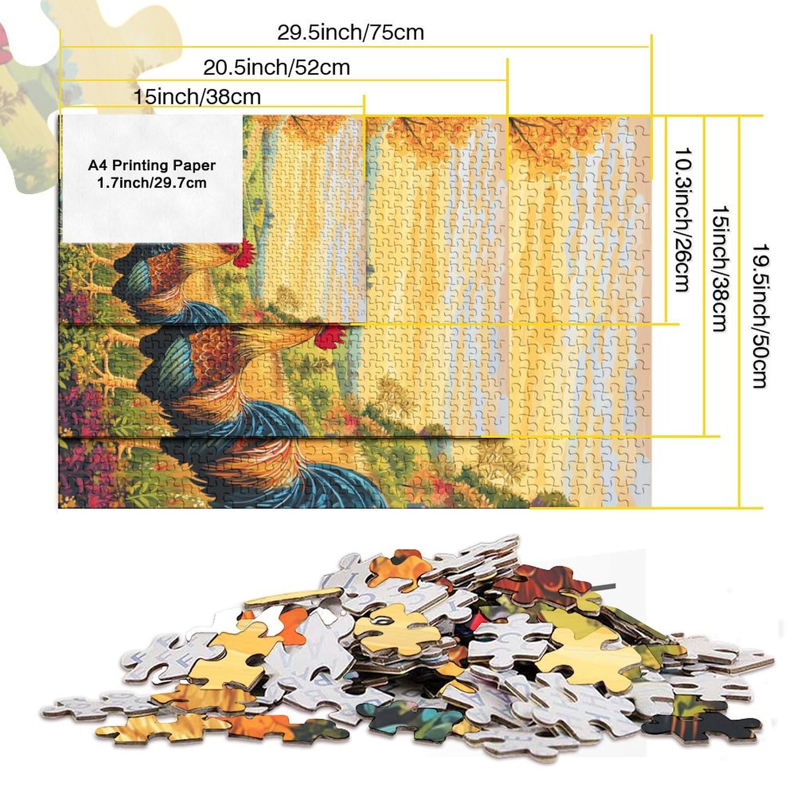 Puzzle De Gallo De 1000 Piezas – Tamaño 70x50 Cm, Cartón Reciclado De Alta Calidad, Regalo Para Adultos Y Niños, Desafío Para Toda La Familia