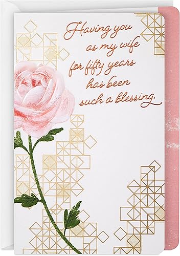 Hallmark Tarjeta religiosa del 50 aniversario para esposa (bendición)