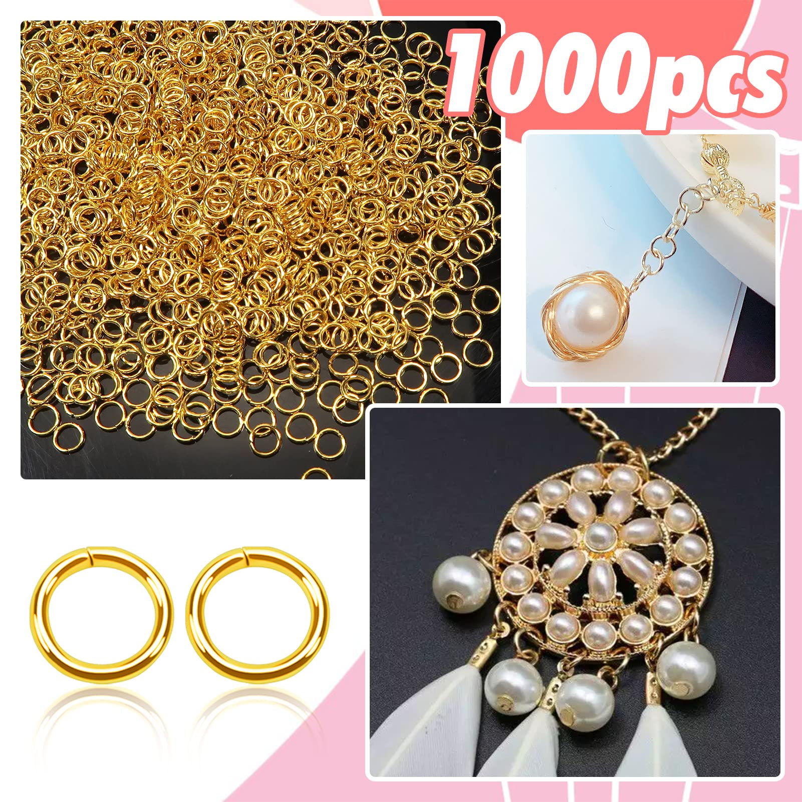 TOAOB 1000pcs Metal Open Jump Rings 6mm Gold Chain Linker Connector for DIY Bracelets Necklace Jewelry Making and Key Chains - Image 3