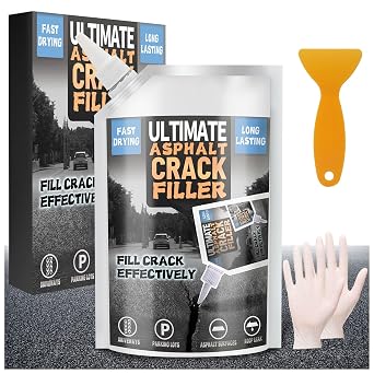 Asphalt Crack Filler, 17.6 Floz High Elasticity Asphalt Driveway Crack Filler, Self Leveling Blacktop Sealant for Filling in Cracks on Driveway and Road, Blacktop Concrete Joint Filler