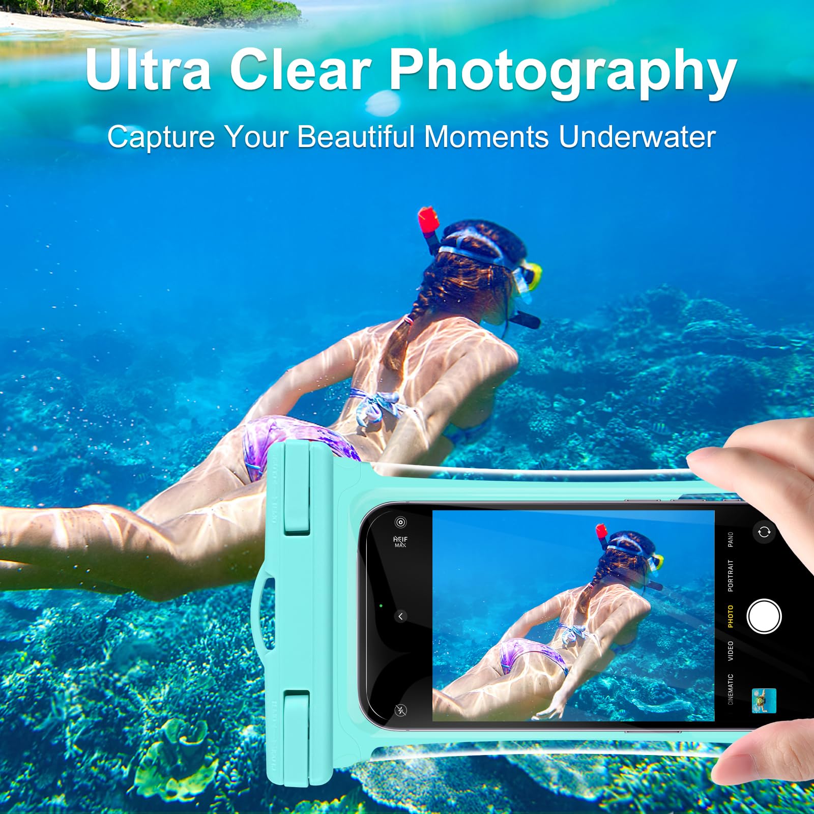 Custodia Impermeabile Borsa Impermeabile [2 Pezzi] IPX8 Custodia Impermeabile Smartphone Universale Borsa Protezione Cover Subacquea per iPhone 15 14 13 12 11 Pro Max Plus Galaxy S24 S23 Fino a 7.2"