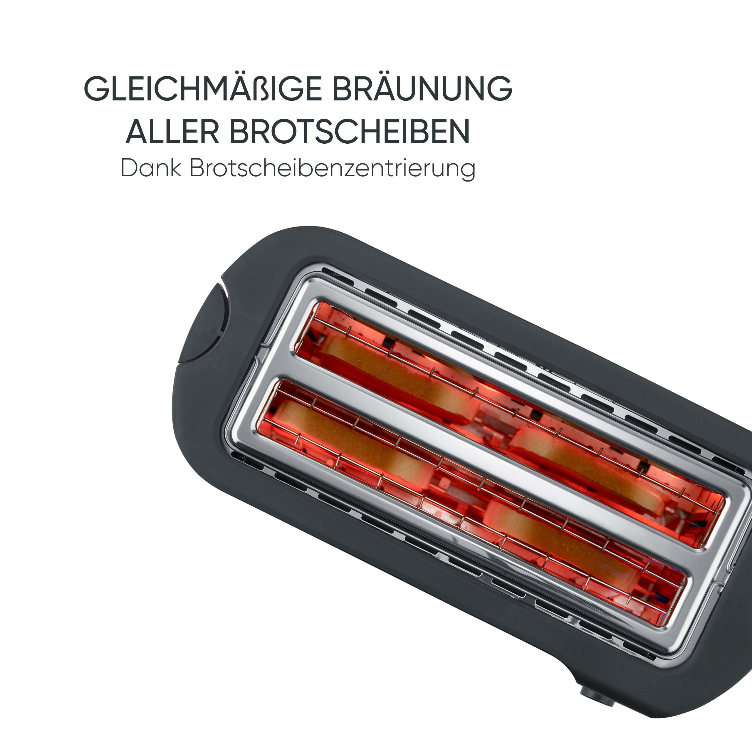 Severin Toaster Langschlitz 4 Scheiben 1400 W Schwarz Matt AT 2591