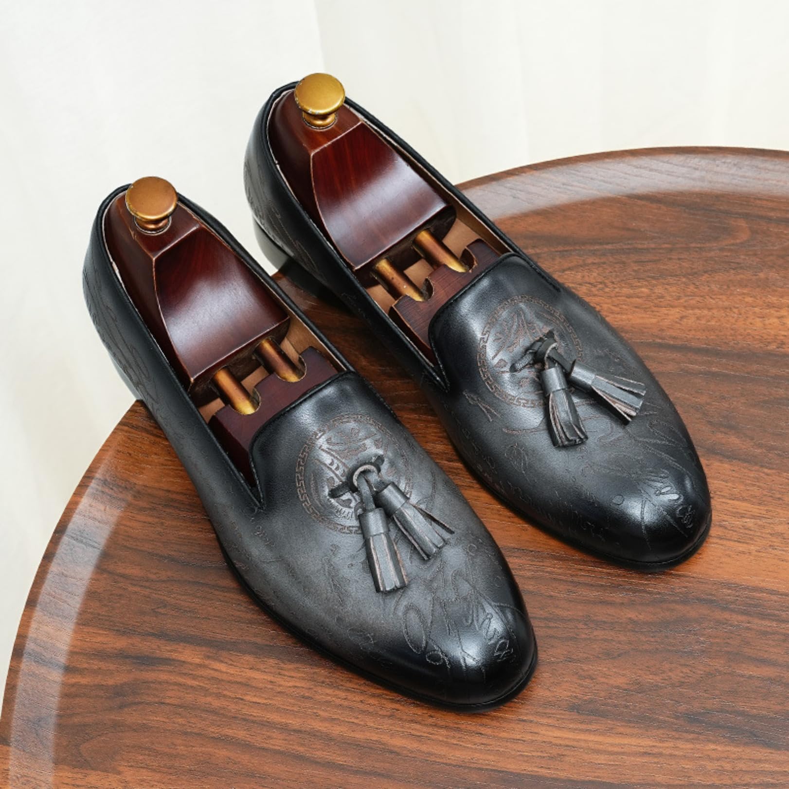 Genérico Mocasines Hombre con Borlas Zapatos Elegantes Formales de Lujo Slip On Calzado Business para Boda Oficina Eventos y Ceremonias