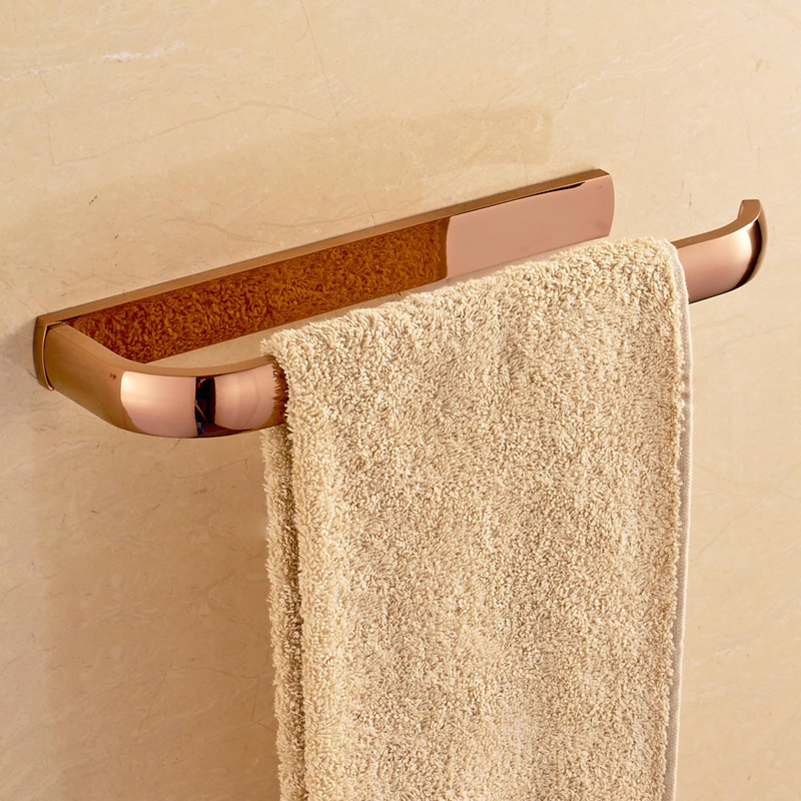 FGXHHS All Copper European Style Rose Gold Towel Rack Bath Bathroom Toilet Shelf Hardware Pendant Set, Ring