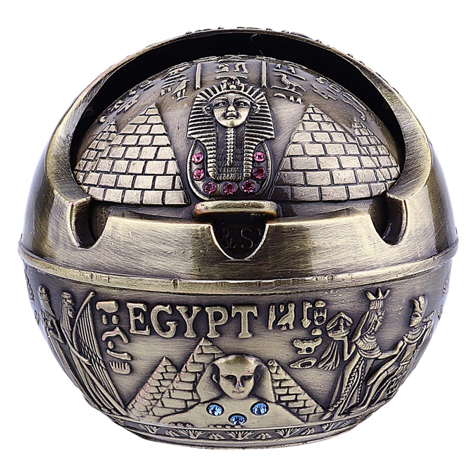 ashtray, Desktop Ashtray 1Pc Creative with Lid Cigar Cigarettes Metal(Assorted Color)