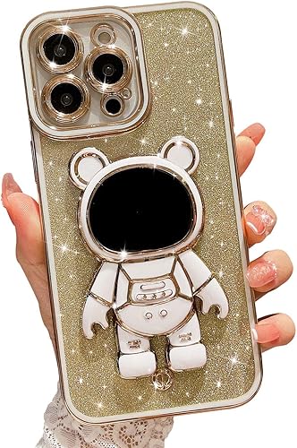 MGQILING Compatible con iPhone 14 Pro Max de 67 pulgadas funda oculta de astronauta chapado en brillantes bonita funda de teléfono con purpurina