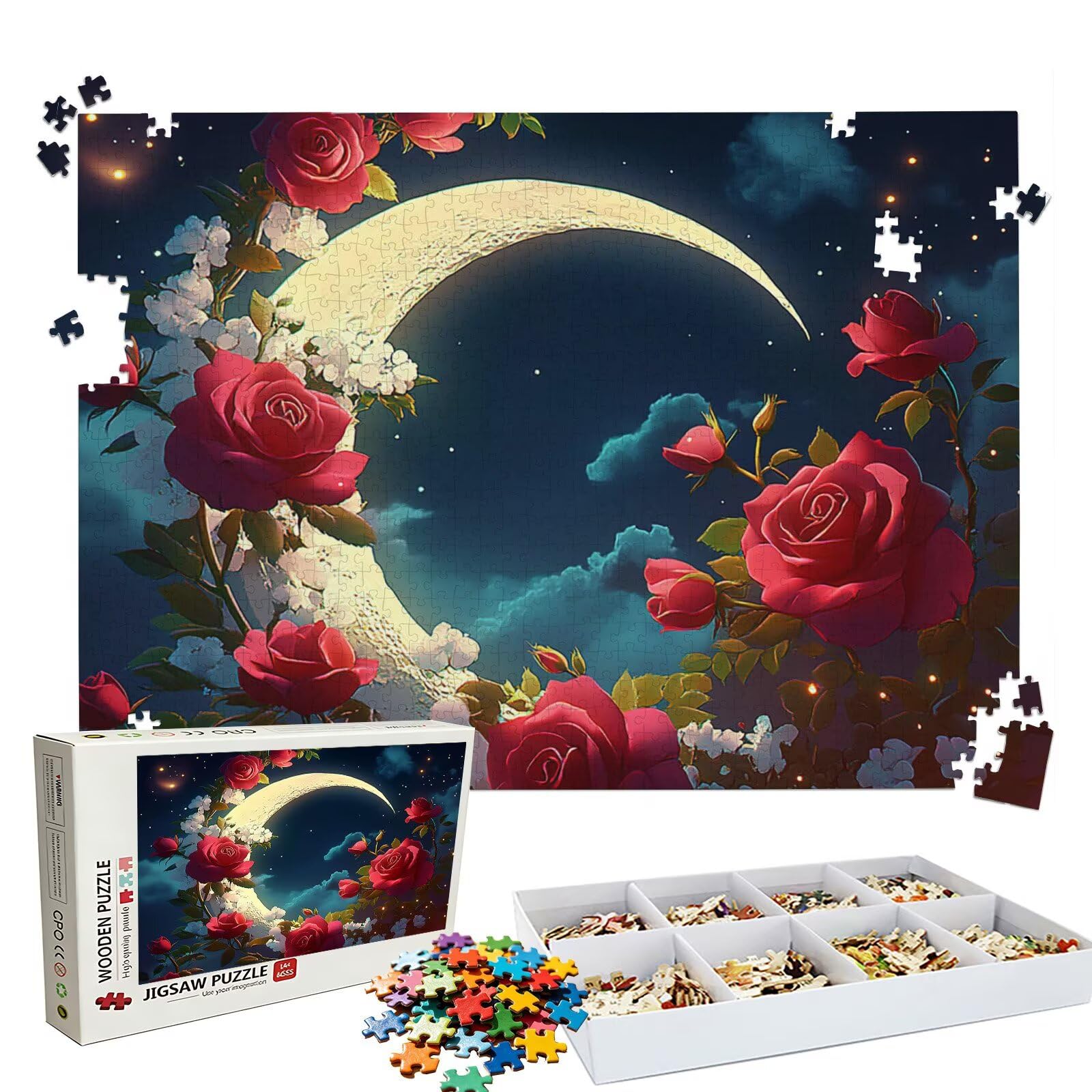 Puzzle 2000 Pezzi Rosa luna, Puzzle 2000 Pièces Challenge Impossible, Puzzles 99.5x70.5 cm Taglia Grande Adulti, Giochi Educativo per Famiglie, Regalo Appassionati Puzzles, Decorazioni Casa W3H-81