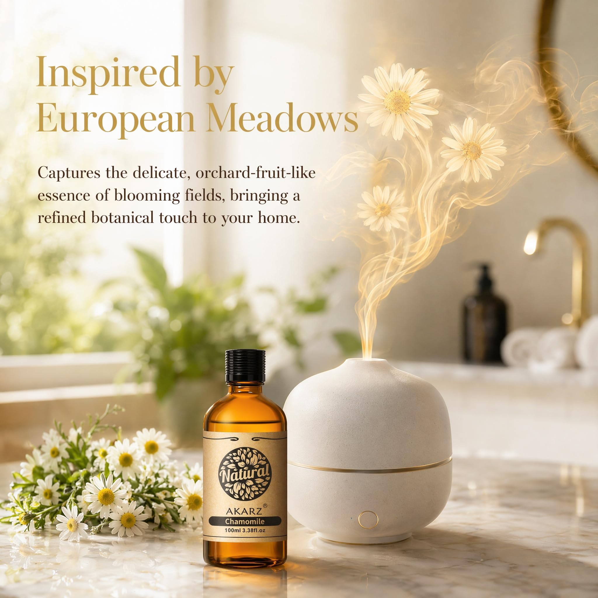 AKARZ 100ml Olejek esencjny z Rumianka - Naturalny olejek aromatyczny do dyfuzorów, lamp aromatycznych i aromatów pomieszczeń