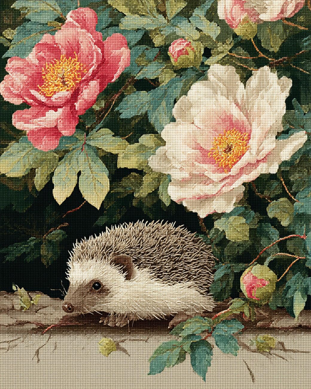 RKFLGEW DIY Seed Bead Embroidery Kits Cartoon Hedgehog 30x40cm