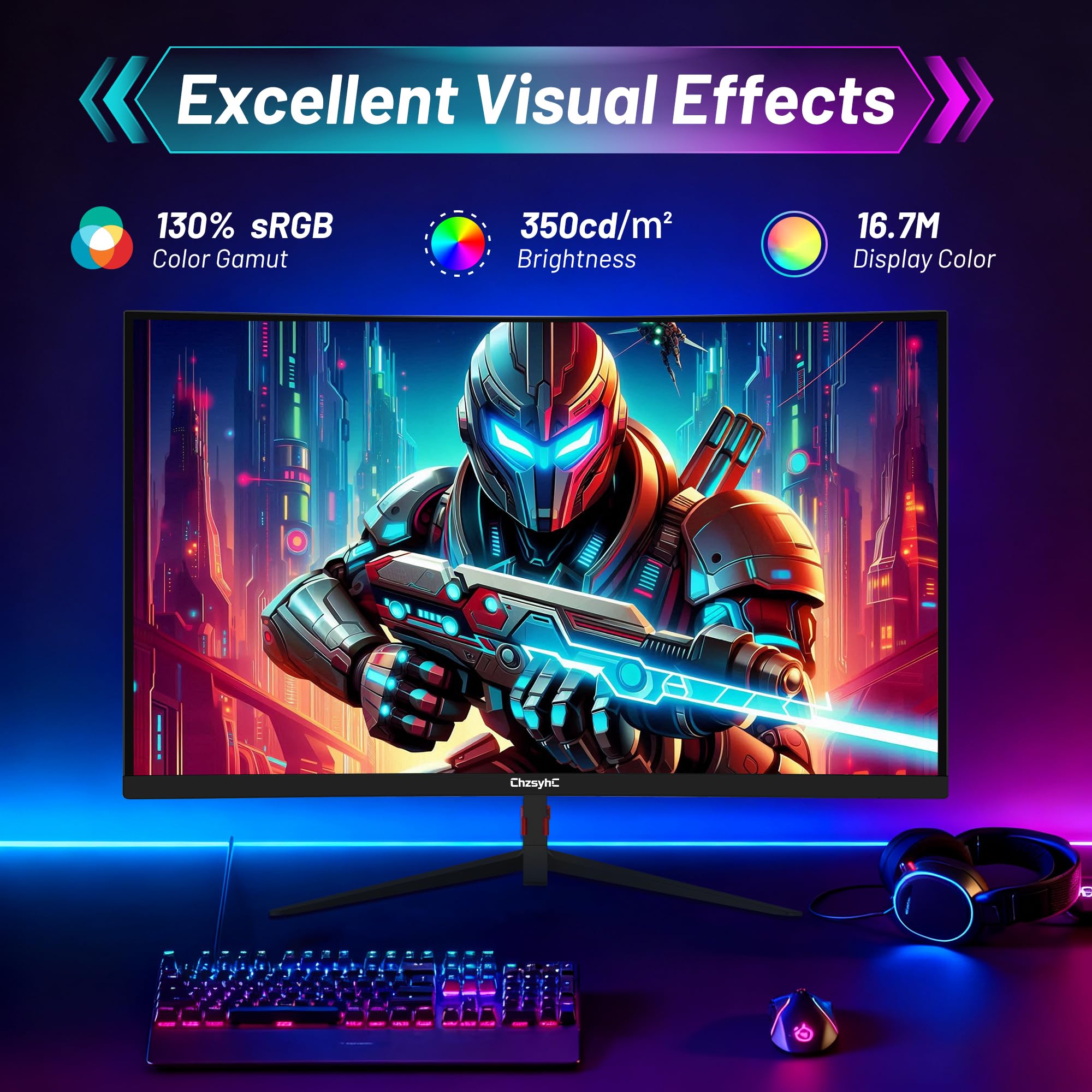 24-calowy zakrzywiony monitor gamingowy 180 Hz, FHD 1080P (1920 x 1080), krzywizna 1800R, 1 ms MPRT, FreeSync, porty HDMI 2.0 i DP 1.4, kompatybilny z mocowaniem VESA - zawiera kabel HDMI