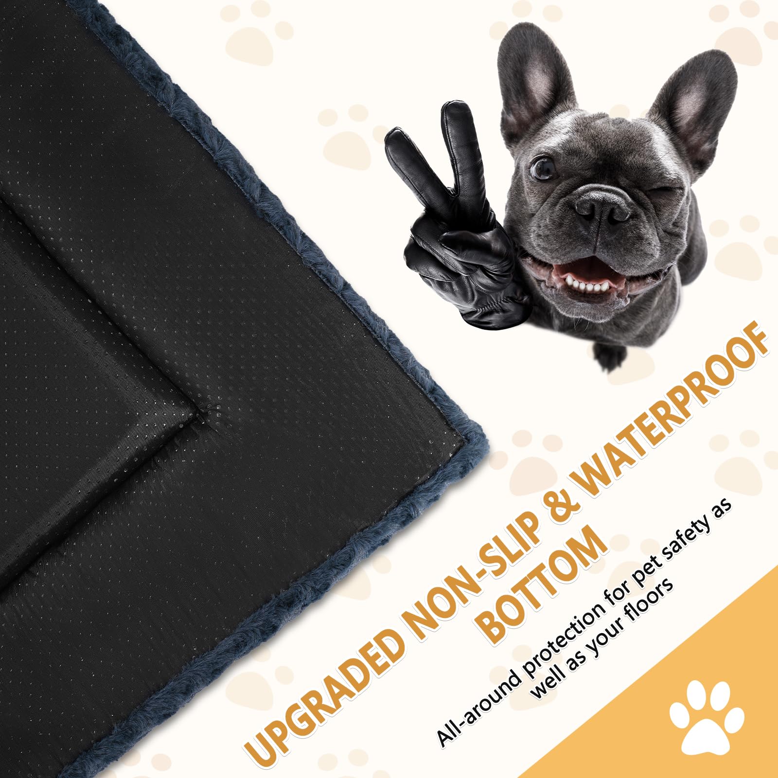 Hundebett-Matte, waschbar, wendbar, weich, flauschig, mit rutschfester Unterseite, für mittelgroße und große Hunde, 89 x 55 x 3,8 cm, Grau