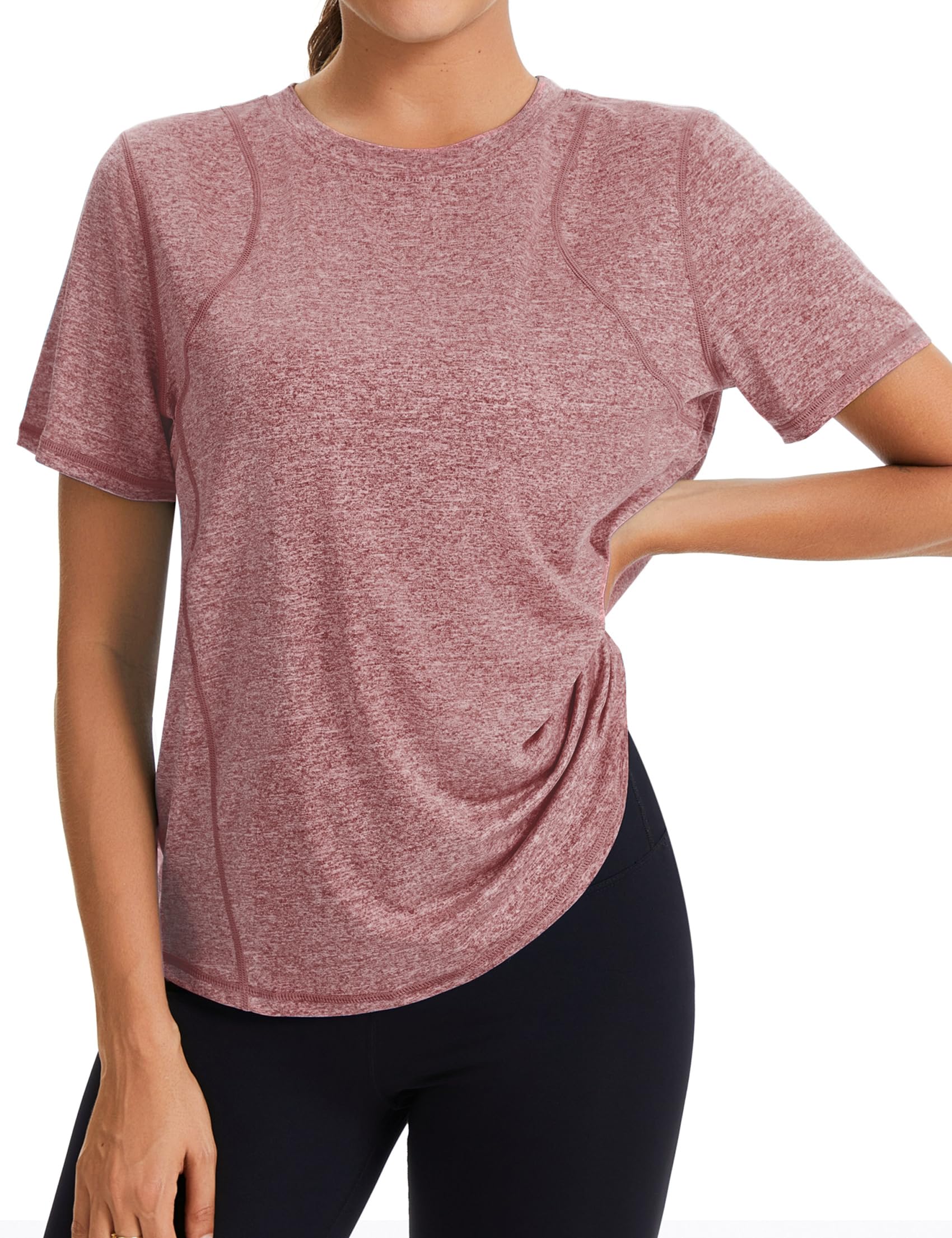 Gyabnw Sportshirt Damen Kurzarm Rundhals Funktionsshirt Oberteile Atmungsaktiv Leichtes Sport Damen Top Für Fitness