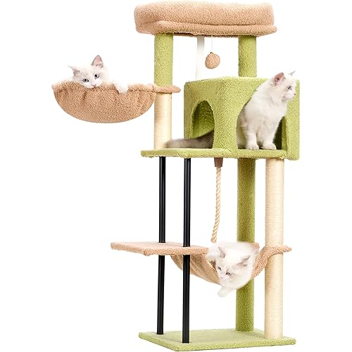 Cat Tree, Cat Tower for Indoor Cats, 43.3 inch Cactus Cat Tree Tower with Sturdy Steel Tube, Cat Hammock, Cat Condo for Small Cats and Kittens, Cat Scratching Post, GCT004SGY