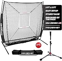 Vista 9 de PowerNet Baseball Net Bundle, 5x5 Travel Net With Softball Accessories for Hitting, Pitching, Training Equipment, Weighted Ball, Tee