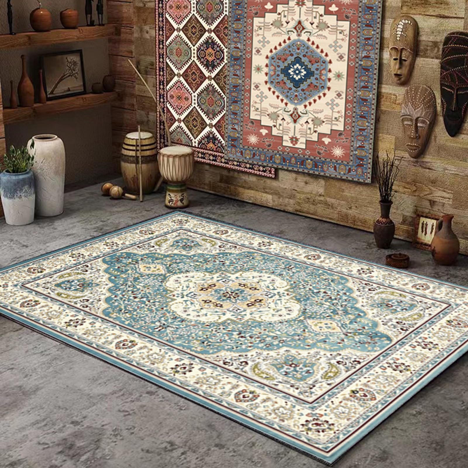 HGTRH Outdoor Patio Rug Waterproof Non Slip Washable, Rugs Outdoor Waterproof 5x7, Crystal Velvet Outdoor Carpet Tiles for Patio Portable Camping RV Rug Indoor Outdoor Area Rug for Porch Balcony