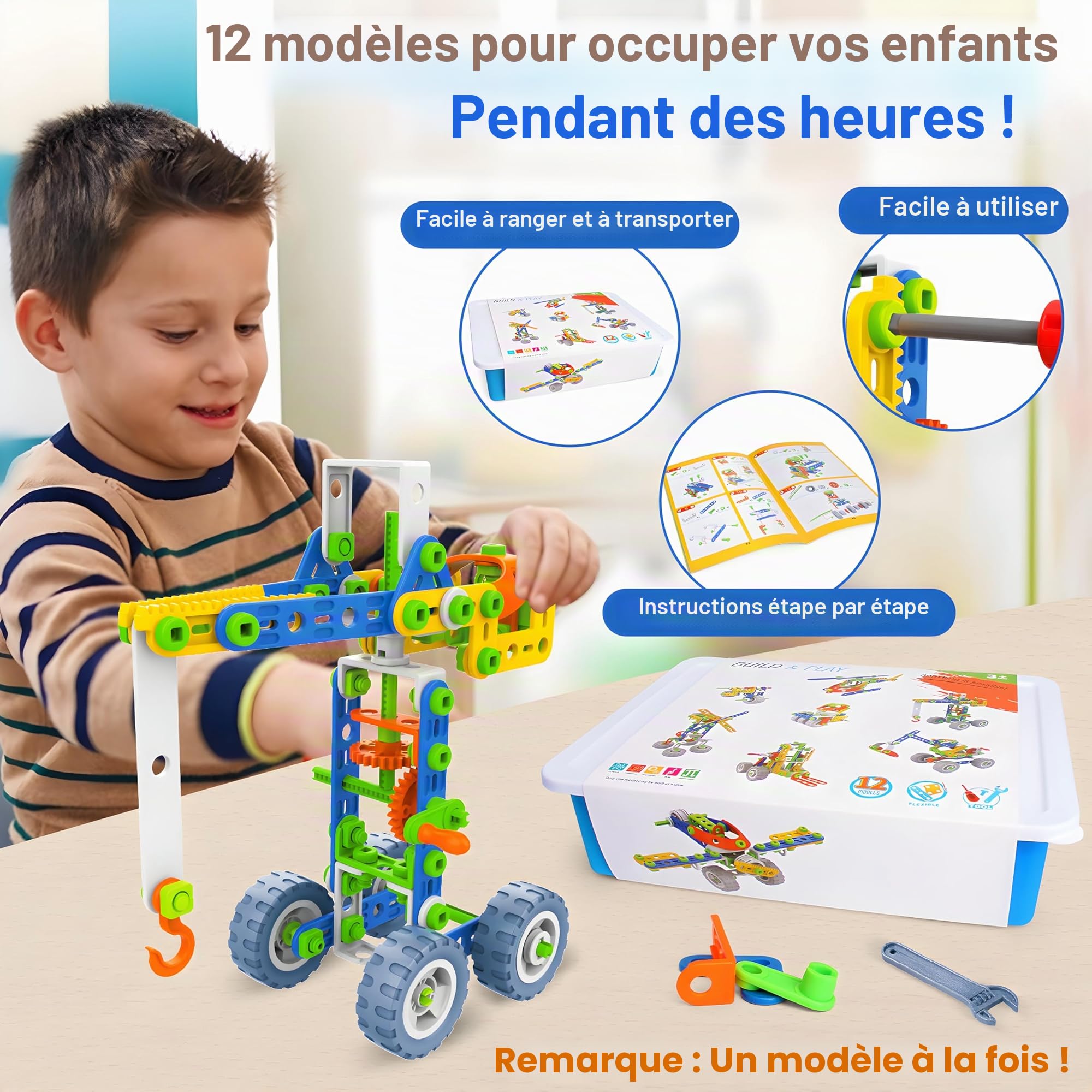 MOONTOY 12-en-1 Jeu de Construction Blocs de Construction 152 pièces, Jeux de Construction Enfant Cadeau 4 5 6 7 8 9 10 11 12 Ans, Jouet de Bloc de Construction 3-12 Ans Jouet Enfant Jouets Créatif