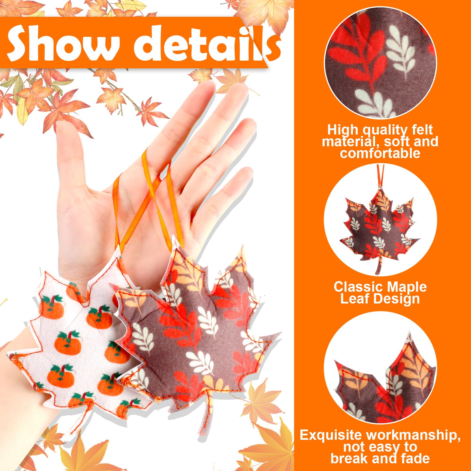 24 Décorations D'Automne En Bois à Suspendre - Citrouille, Feuille D'Érable, Nains - Pour Thanksgiving, Table Ou Fenêtre