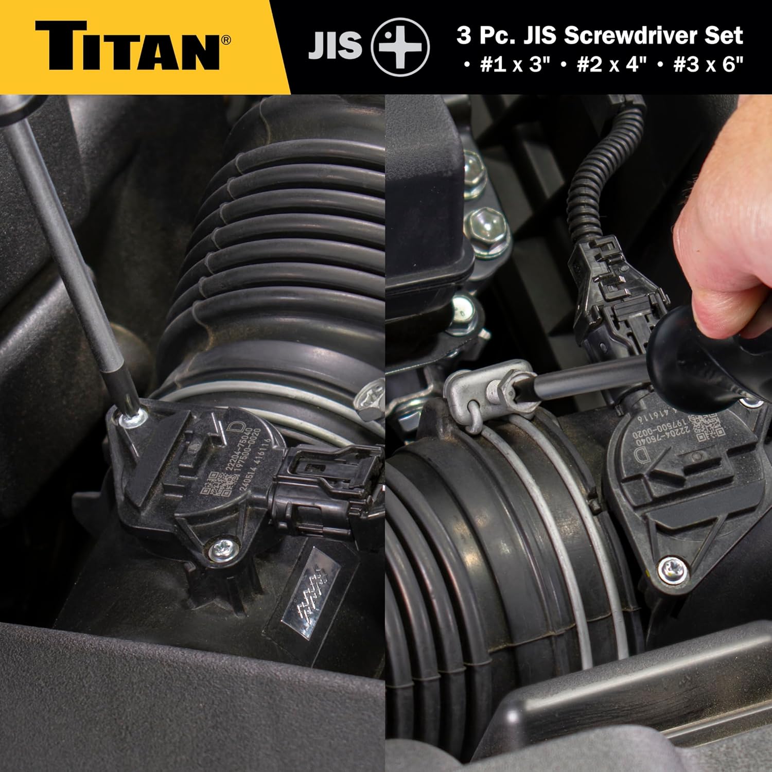 Titan 65885 3-Piece JIS Screwdriver Set with Magnetic Tips – Includes #1 x 3", #2 x 4", #3 x 6" – Designed for Japanese Standard Screws, Compatible with Japan-Made Cars, Trucks, and Motorcycles