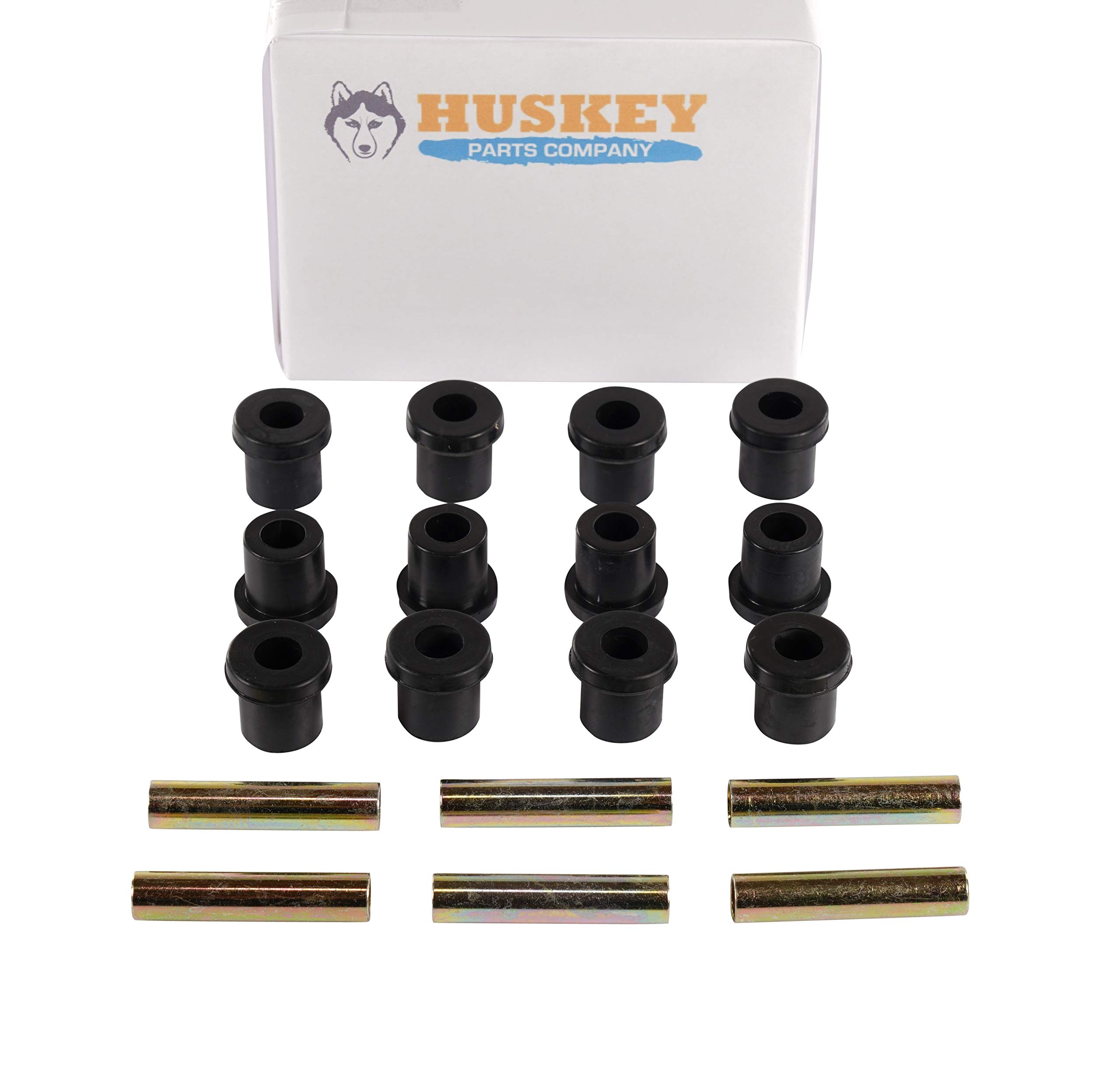 Huskey EZGO TXT Golf Cart Rear Leaf Spring Bushing Kit With 6X Sleeves and 12X Bushings Made of Long Lasting Rubber For 1996-Up. Replaces OEM Sleeve Part No#: 70289G02 and Bushing Part No#: 70291G0