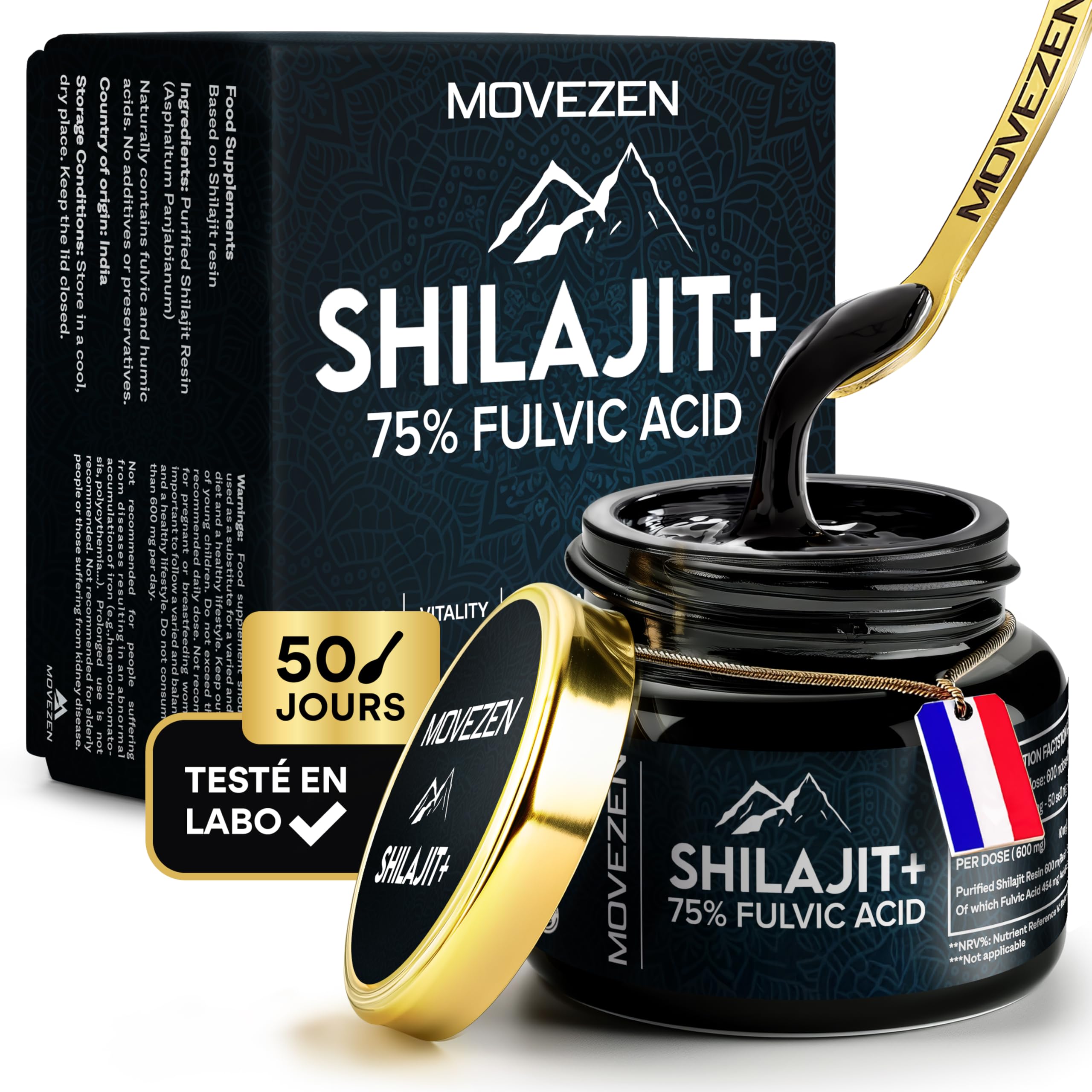 Shilajit Pur 100% Himalayen Biologique - 12 Capsules, Acide Fulvique, énergie Et Endurance