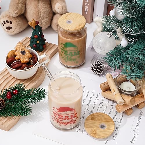 Miniatura 3 de AnyDesign - Paquete de 2 tazas de café helado de Navidad con tapa y popote para regalos de oficina en casa, 16 onzas
