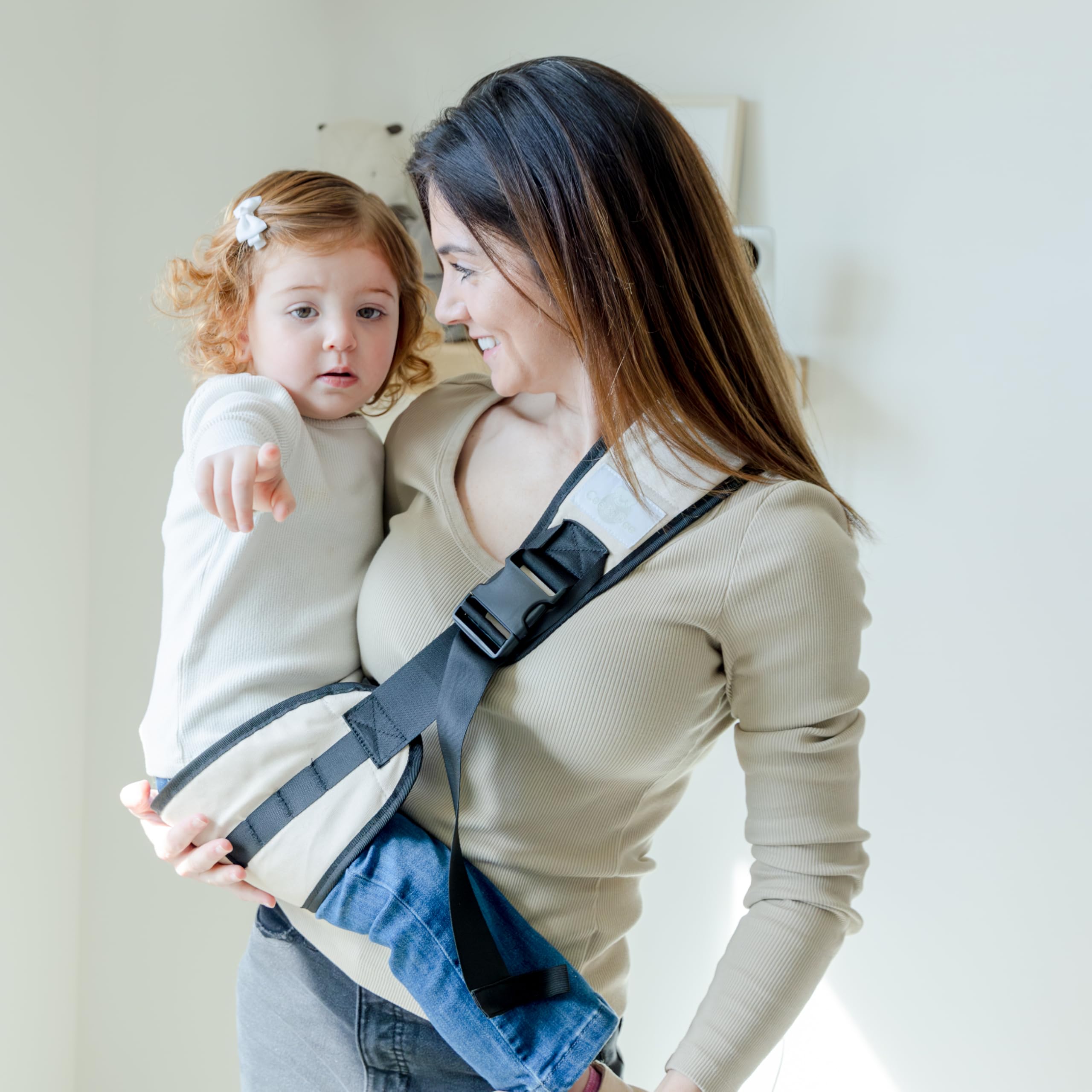 Toddler Sling Carrier 25-50 lbs - Easier to Use, Padding Behind Buckle, Safe & Secure Construction, Nylon Molle Loops Webbing Hold Keys & Supplies -