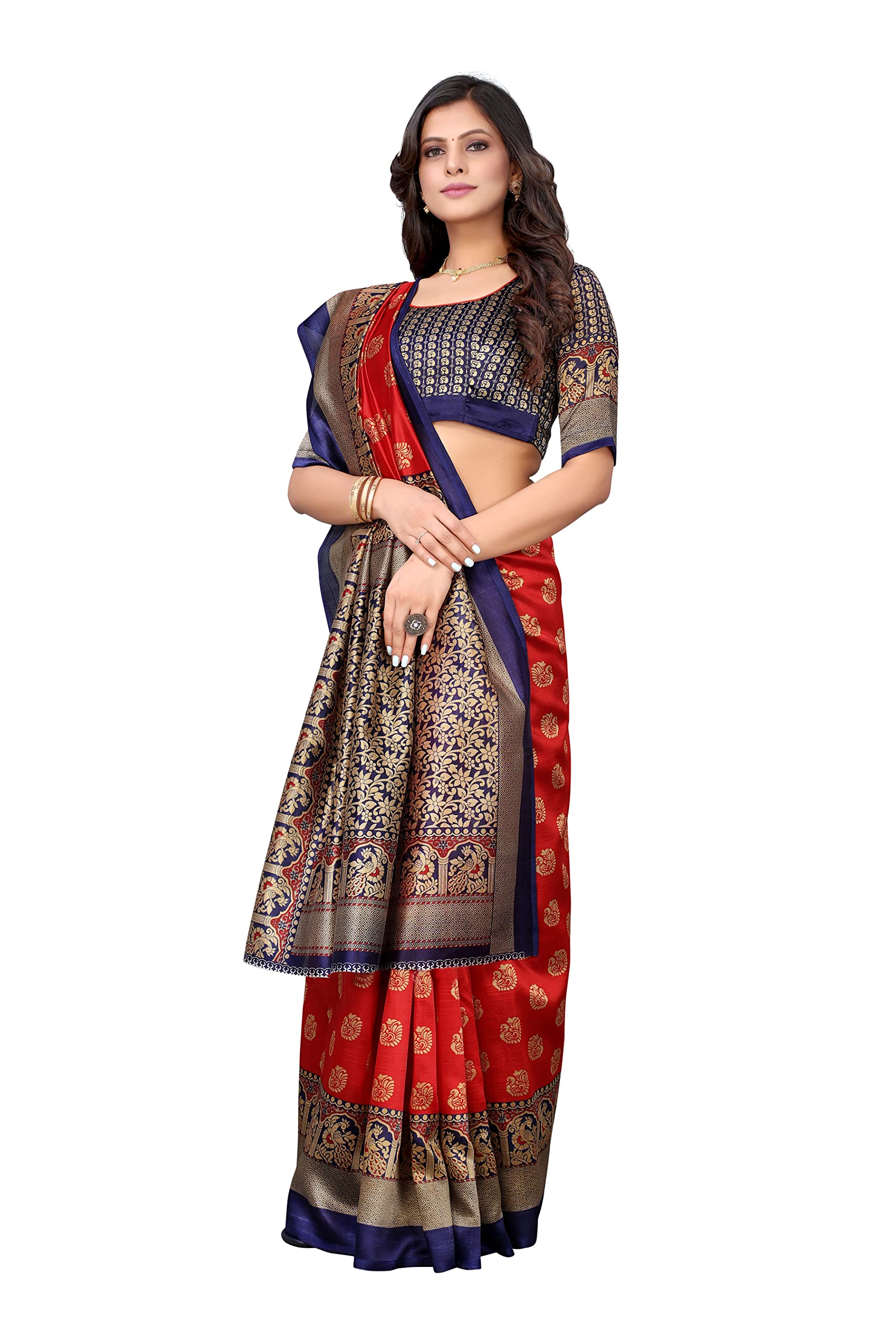 Sari para mujer Yashika Jacquard Art Sil longitud estándar - Imagen 9 de 13