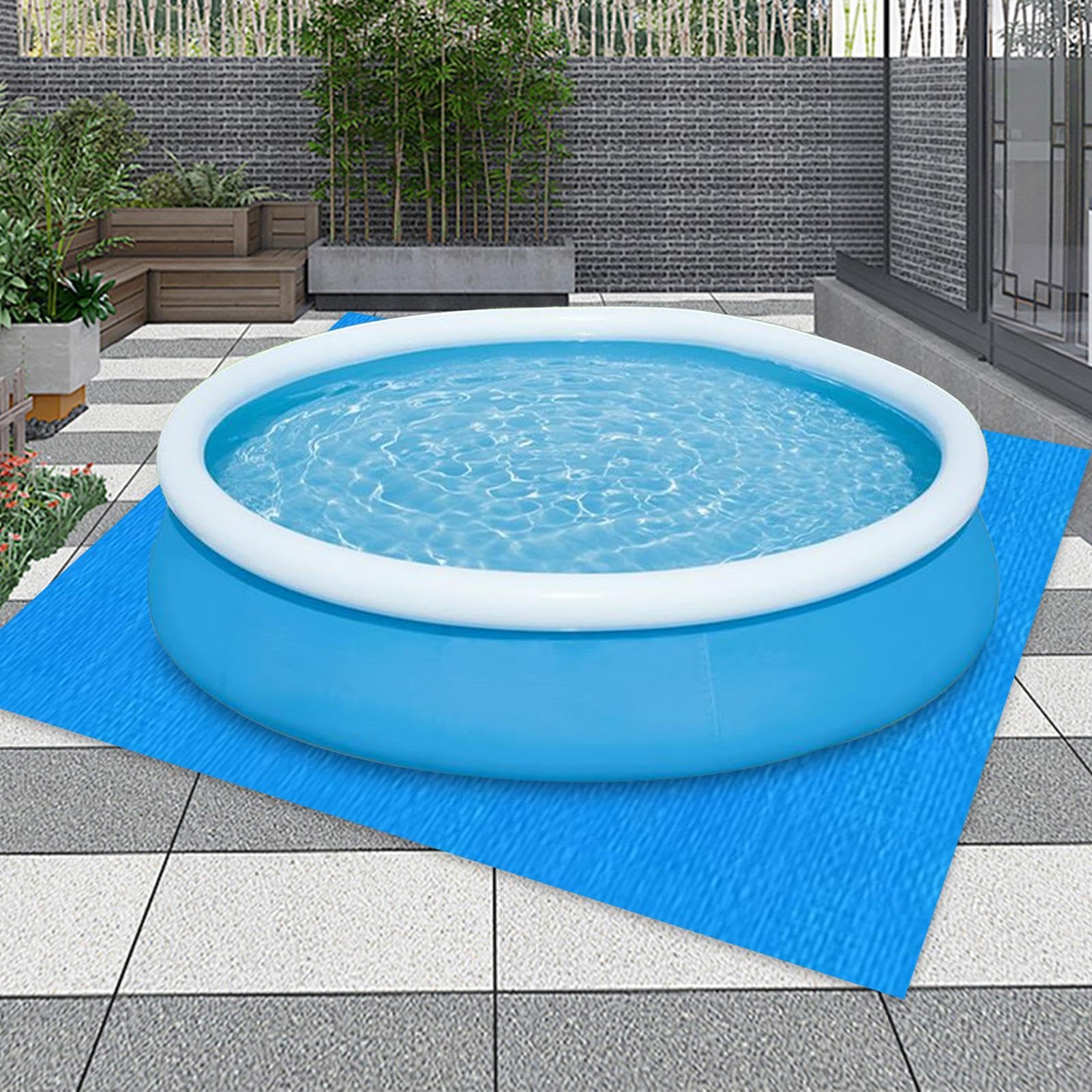 Mata podłogowa do basenu, kwadratowa, gruba podstawa, wyściółka | Wyściółka basenu na trawę zapobiega przebiciom na zewnątrz dno ogród trawnik patio