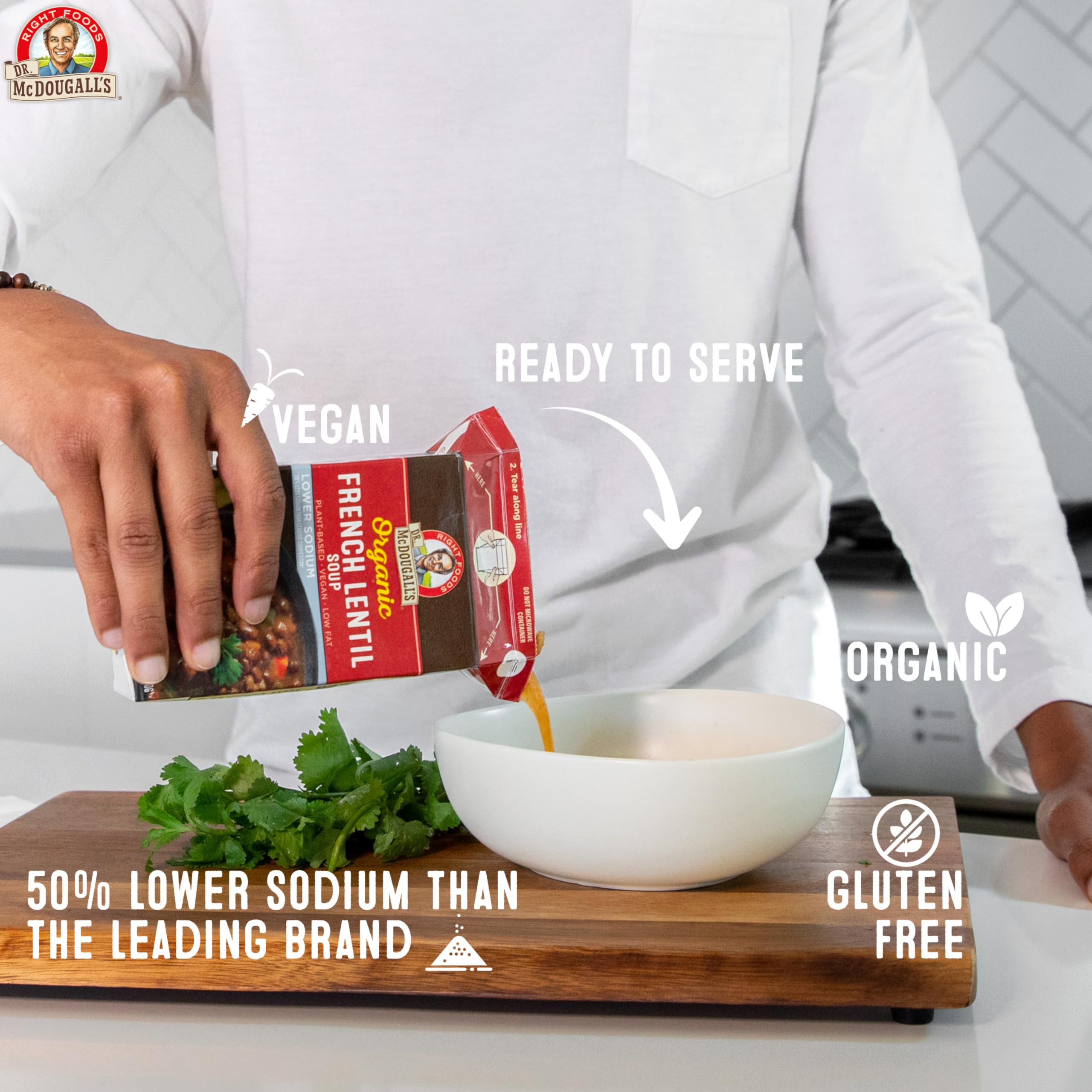 Dr. McDougall's Right FoodsSoup, French Lentil, Lower Sodium, 17.6 Ounce (Pack of 6)USDA Organic