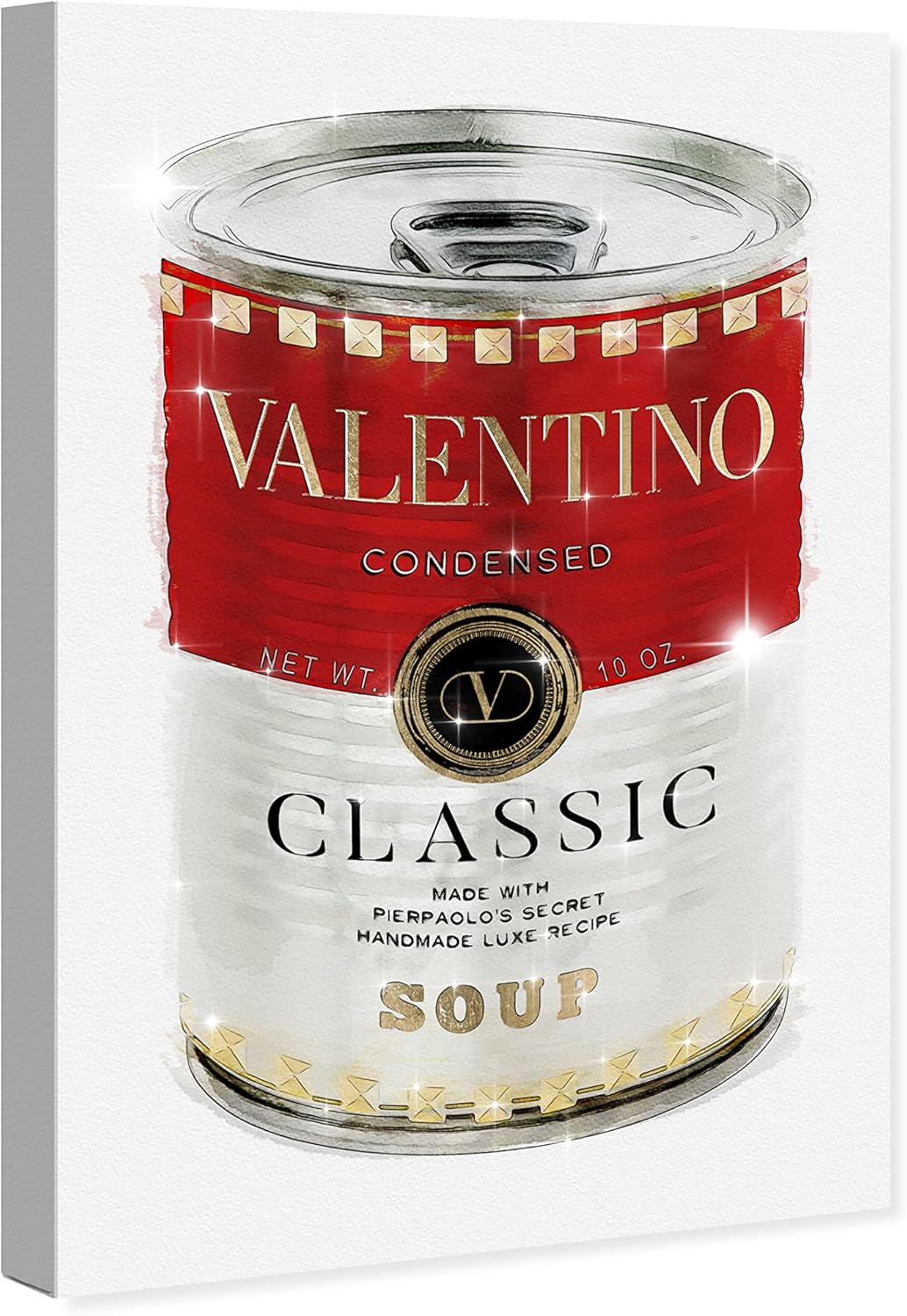 Oliver Gal Fashion and Glam Contemporary Canvas Wall Art Rockstud Soup Ready to Hang Home Decor 15.0 x 10.0 Red and White Canvas Art for Kitchen