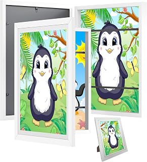 2 Packs 10x12.5 Artwork Frames - Changeable Bedroom Decor, Front Opening Canvas Art Frame, Personalized Gift for Kids. (White)