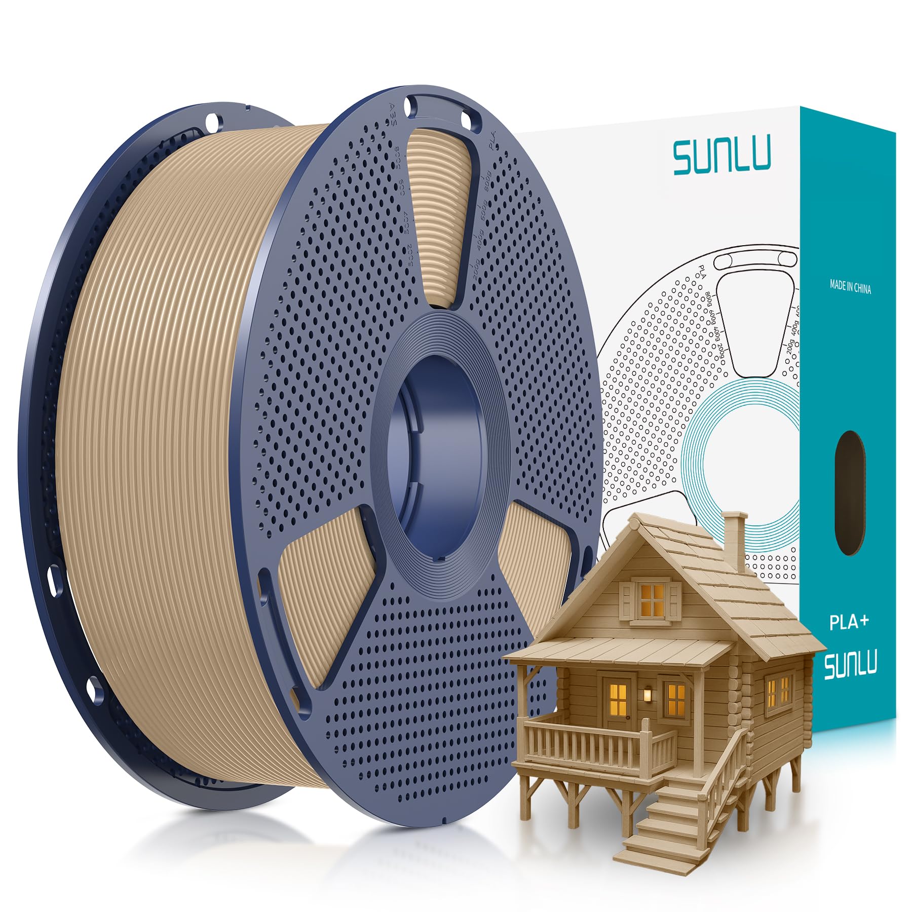 SUNLU Filament PLA Plus do drukarki 3D, ulepszony filament PLA+ 3D 1,75 mm, starannie nawinięty PLAPro, mocny i wytrzymały, dokładność wymiarowa +/- 0,02 mm, szpula 1 kg (dąb)
