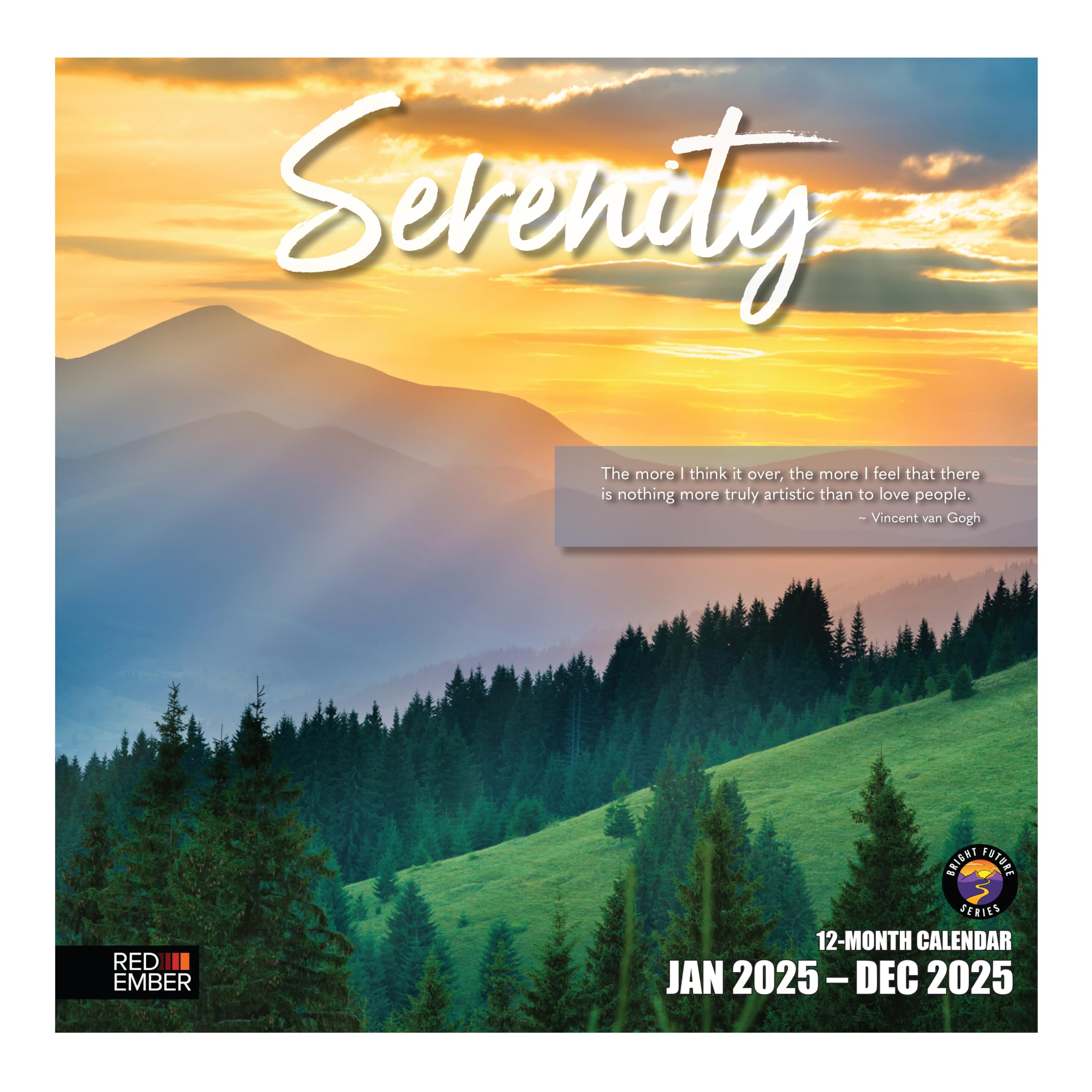 RED EMBERSerenity with Inspirational Quotes 2025 Wall Calendar 12 Month | 12" x 24" Open | Thick & Sturdy Paper | Giftable | Calendar 2025