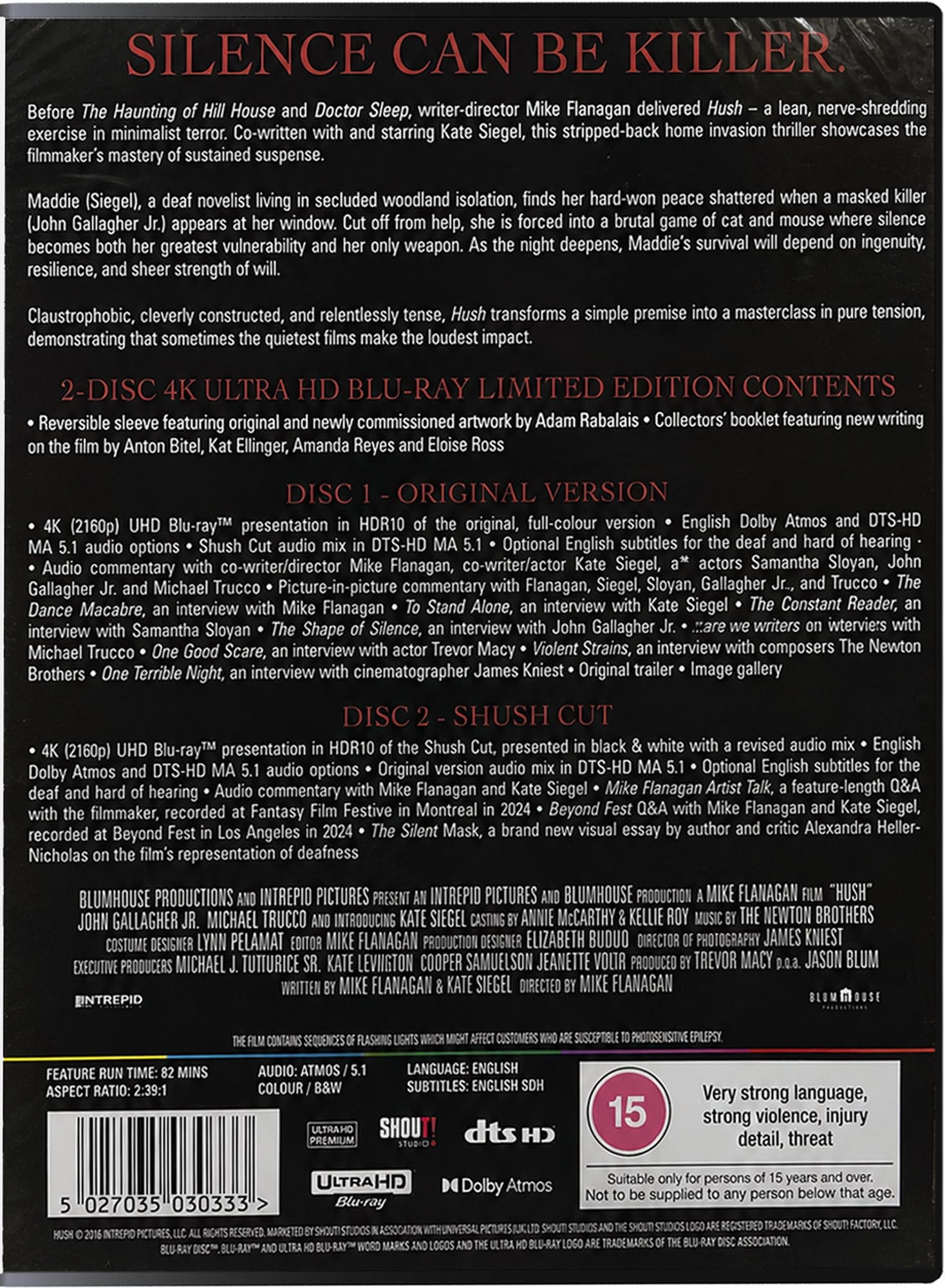Hush (Limited Edition, Reversible cover) [4K Ultra HD] [Region Free]